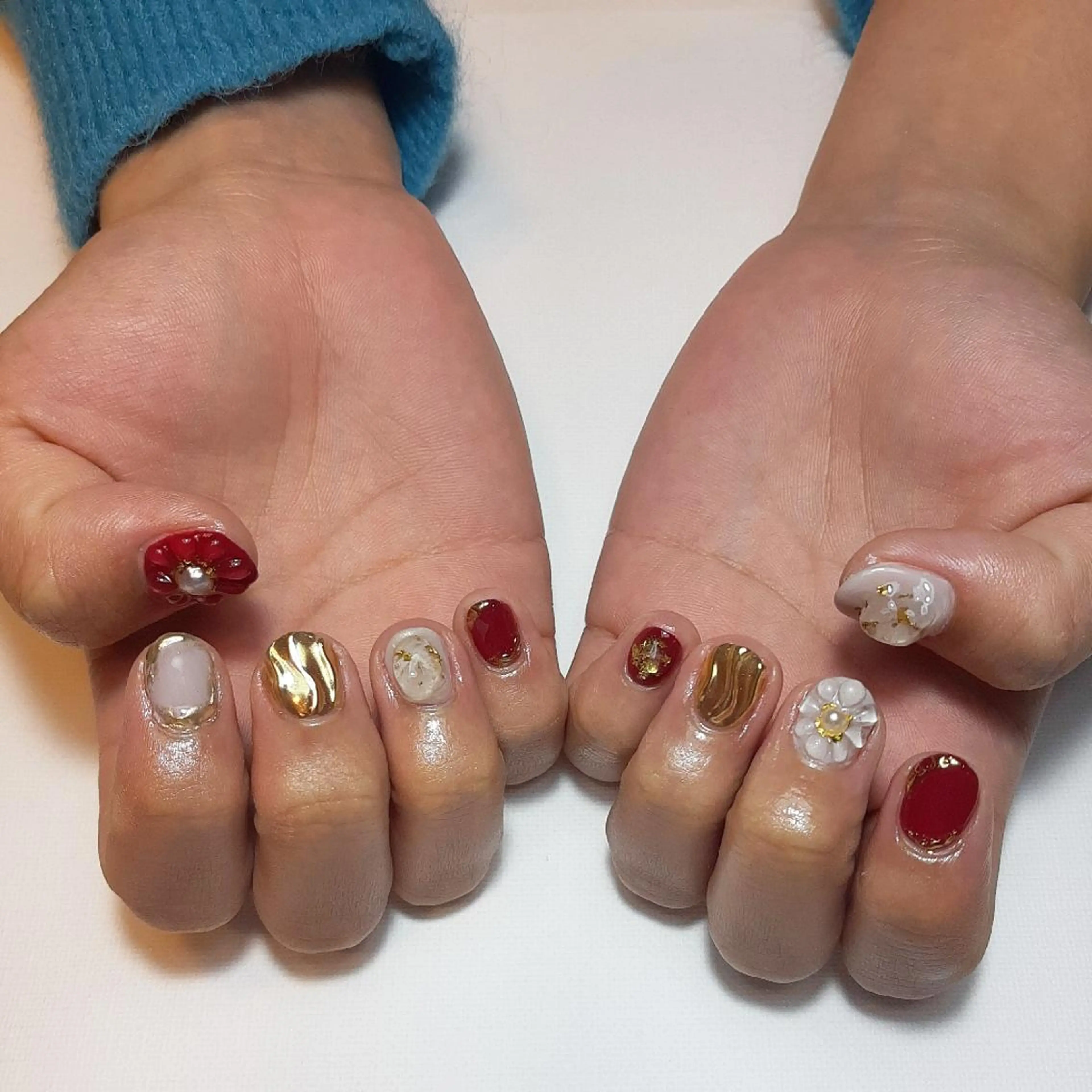 ネイル 成人式 フラワーネイル owlnail /持込みデザイン専門のネイルデザイン