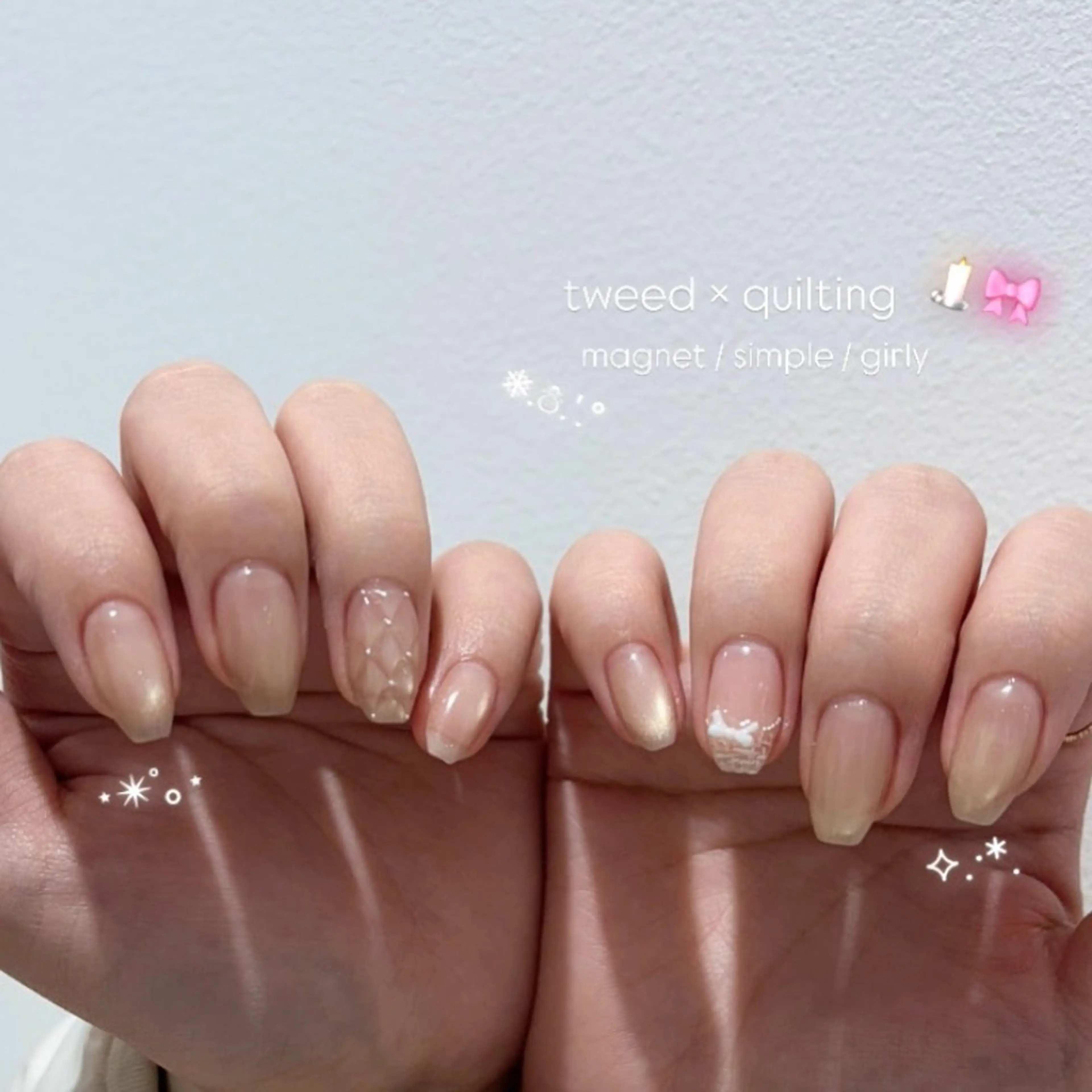 ネイル 成人式 ガーリー 氷ネイル・うるうるネイル キラキラネイル リボン ハンドネイル beau'r noaのネイルデザイン