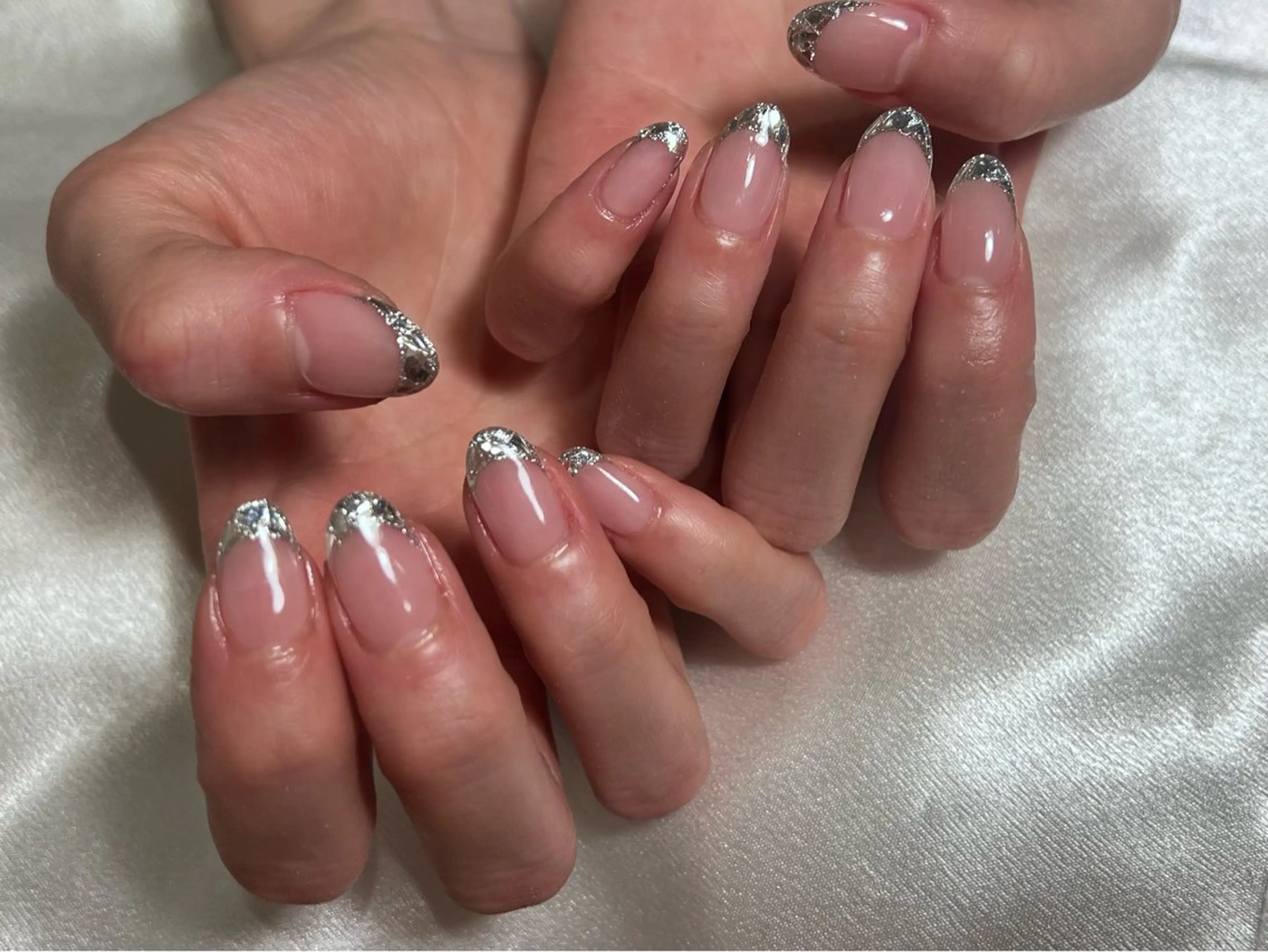 ネイル フレンチネイル ガラスフレンチ ハンドネイル charmant nailのネイルデザイン