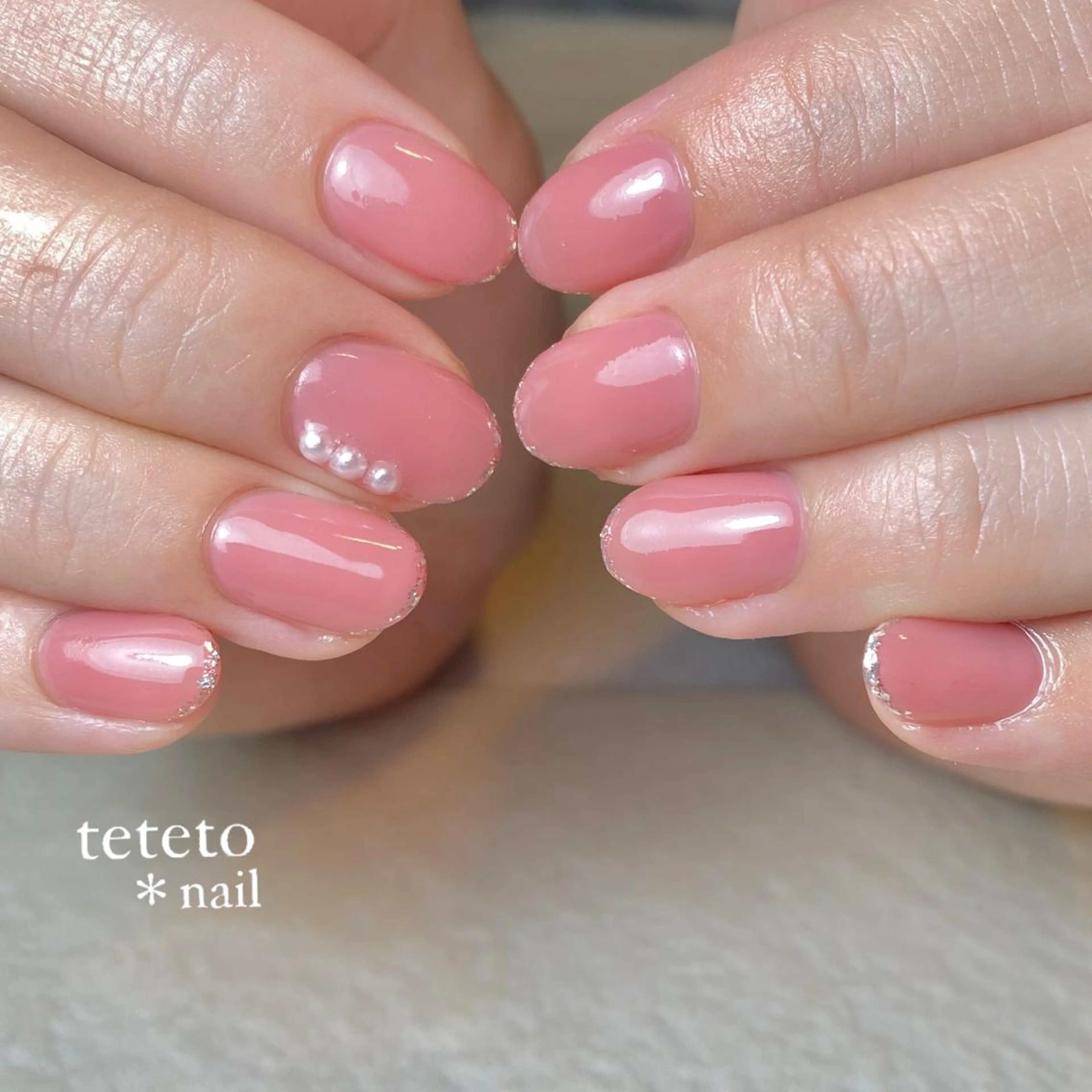ネイル フレンチネイル ラメ(グリッター) ハンドネイル teteto＊nail所属・テテト ＊ネイルのネイルデザイン
