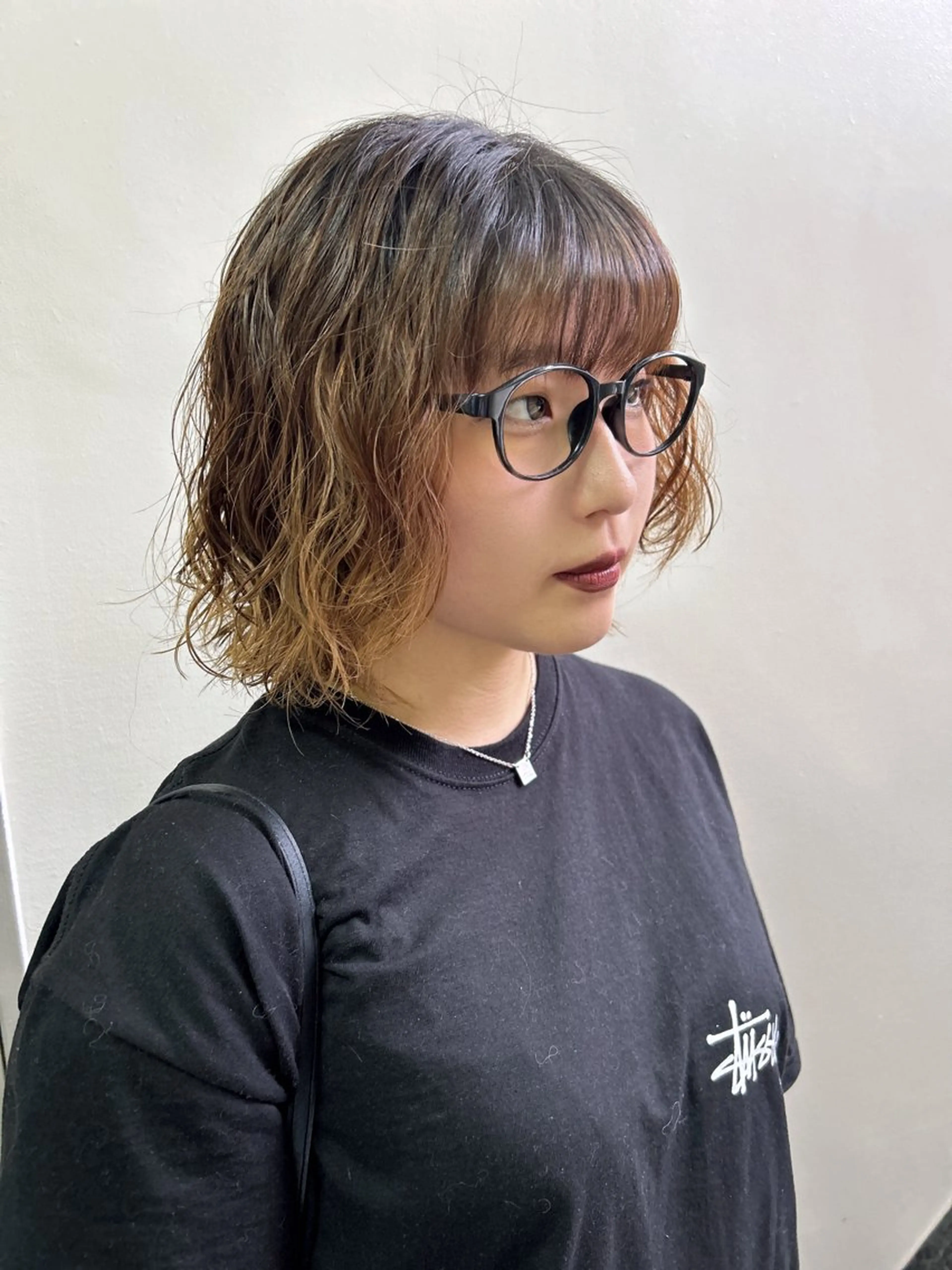 ショート パーマ カット パーマ トリートメント ダブルカラー/ 透明感/SHISEIのヘアスタイル