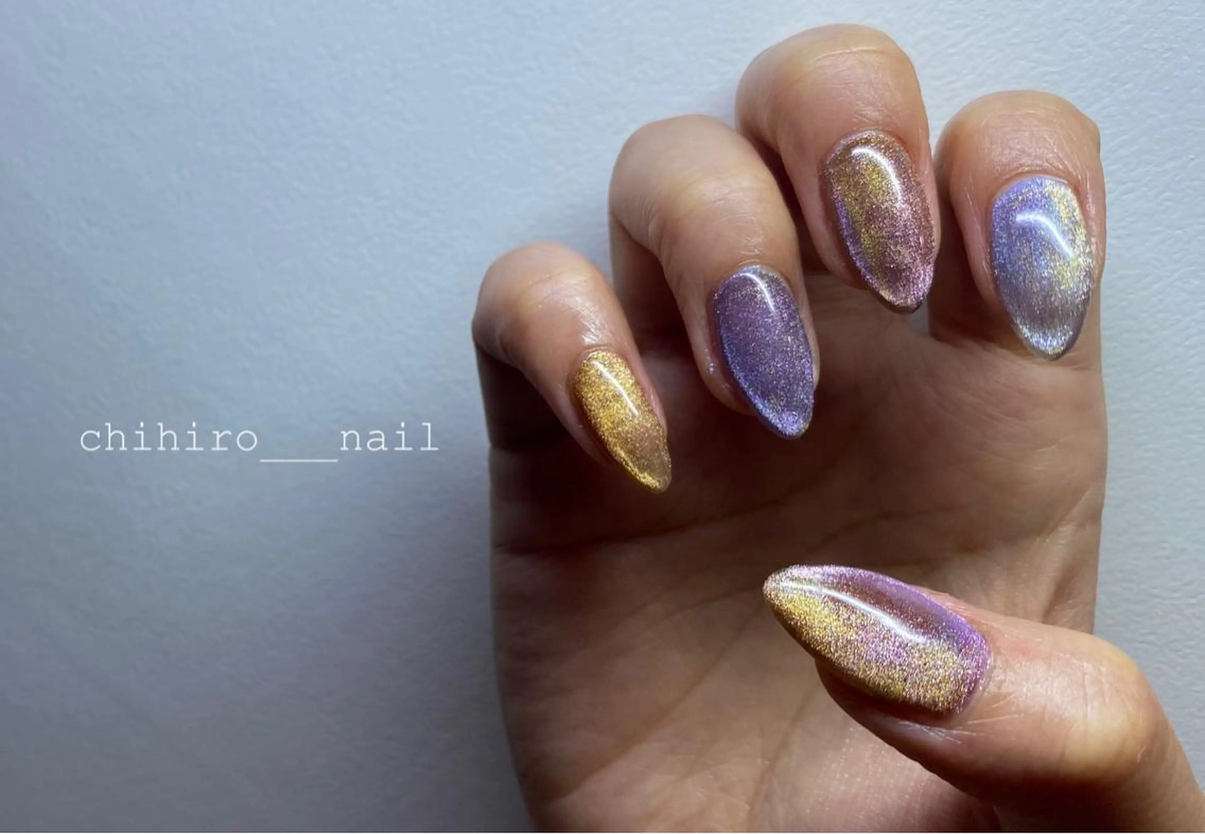 ロング カラー ネイル アートネイル フレンチネイル ジェルネイル マグネットネイル マグネットフレンチ beauty salon ma'am所属・chihiro 小路ネイルのネイルデザイン