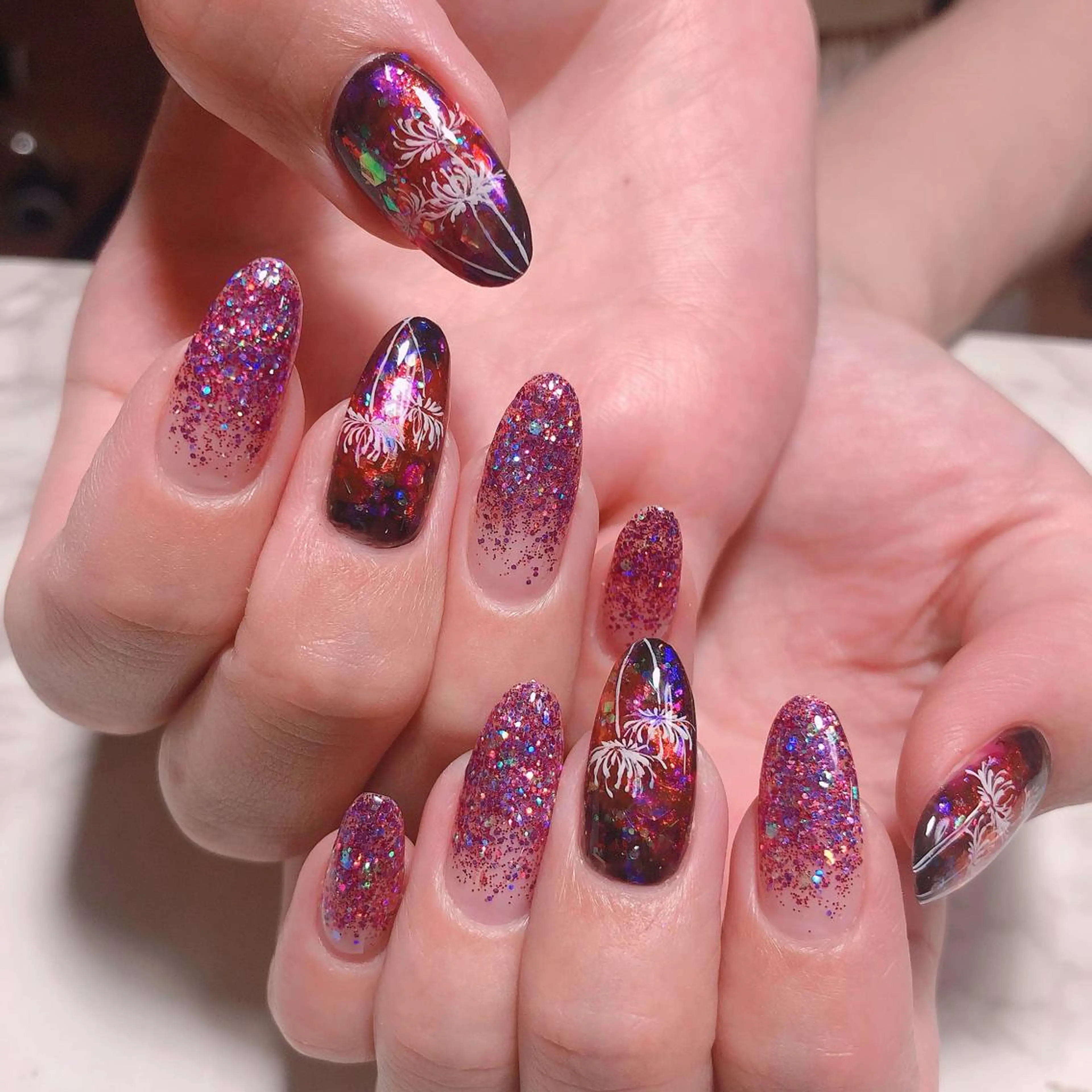 ネイル アートネイル ラメ(グリッター) ハンドネイル フットネイル ナナイチゼロ I.Naoのネイルデザイン