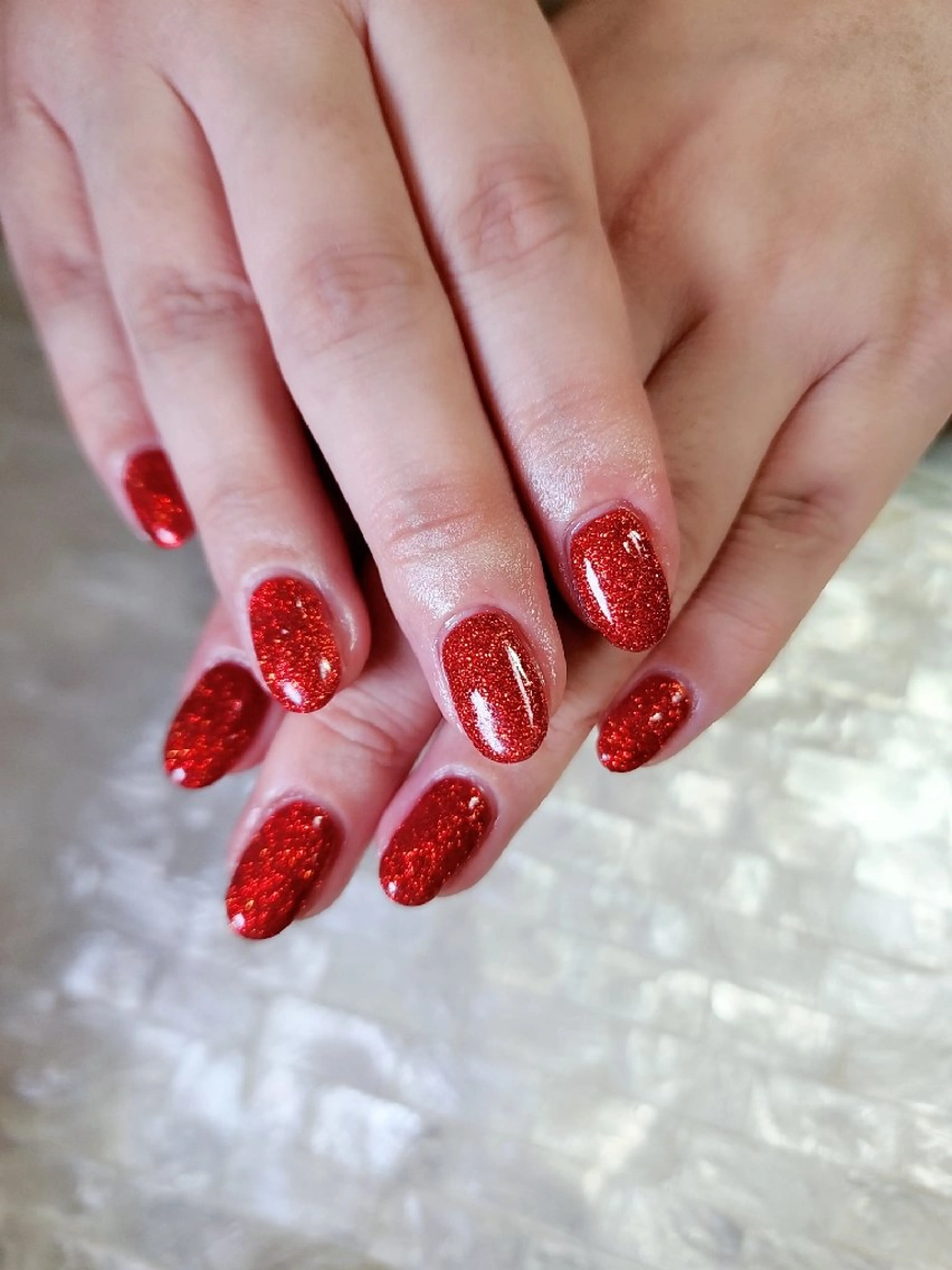 ネイル ラメ(グリッター) 赤色 西本 あさみのネイルデザイン