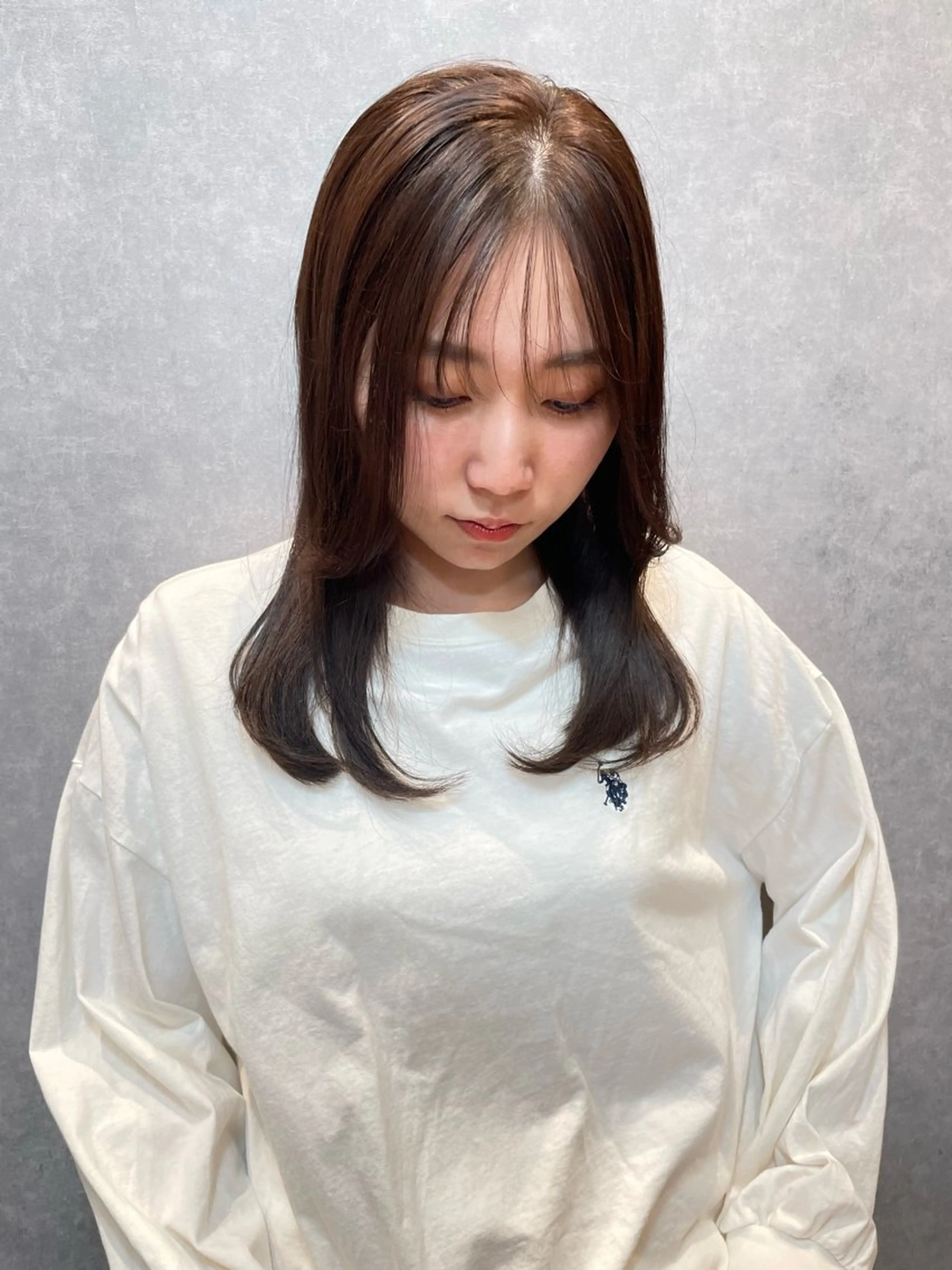 セミロング カラー ブラウンカラー 髪質改善 シースルーバング ツヤ美髪💐 髪質改善/高山愛来のヘアスタイル