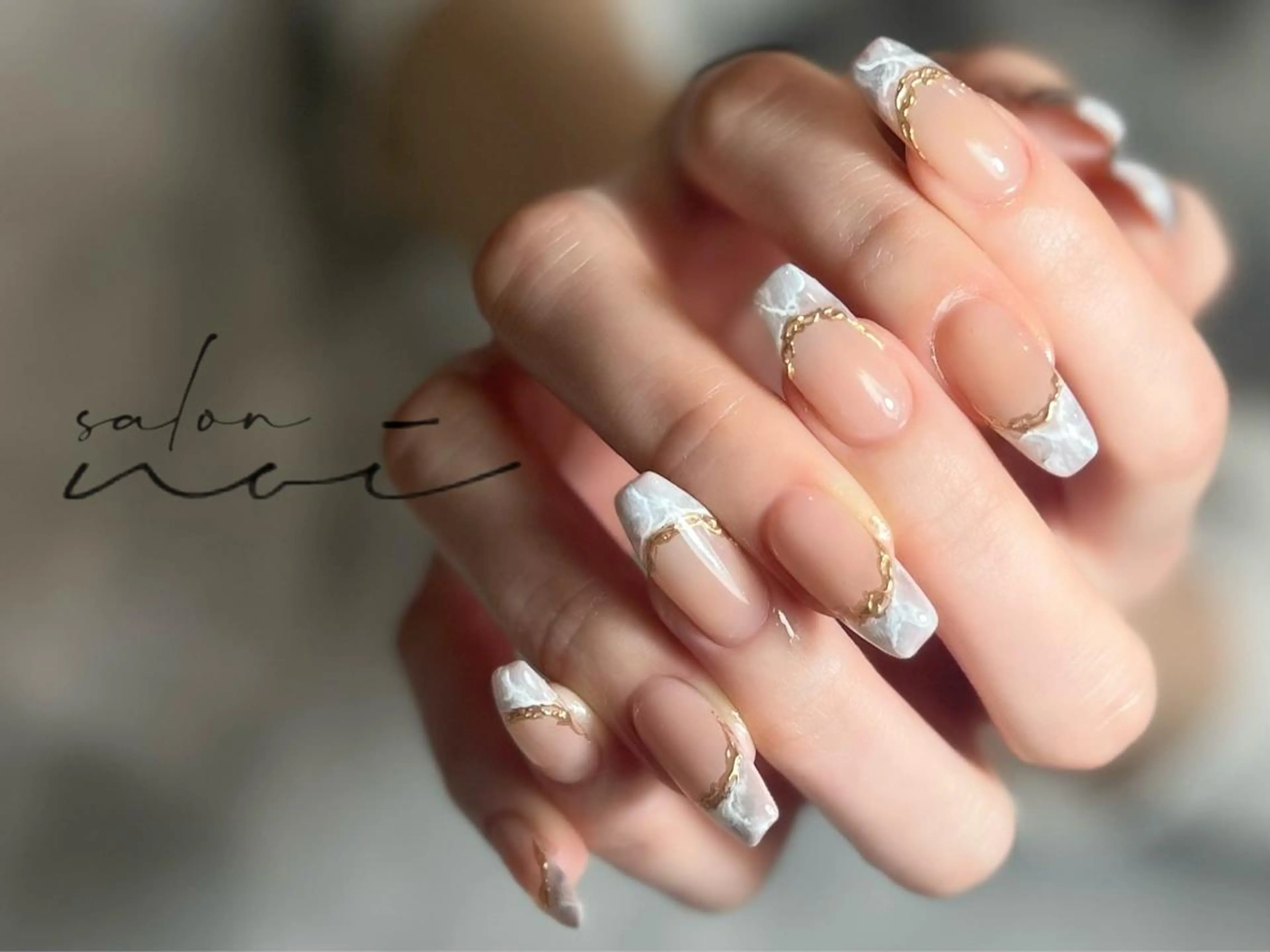 ネイル フレンチネイル 大理石ネイル(マーブル) ハンドネイル salon noi所属・salon noiのネイルデザイン