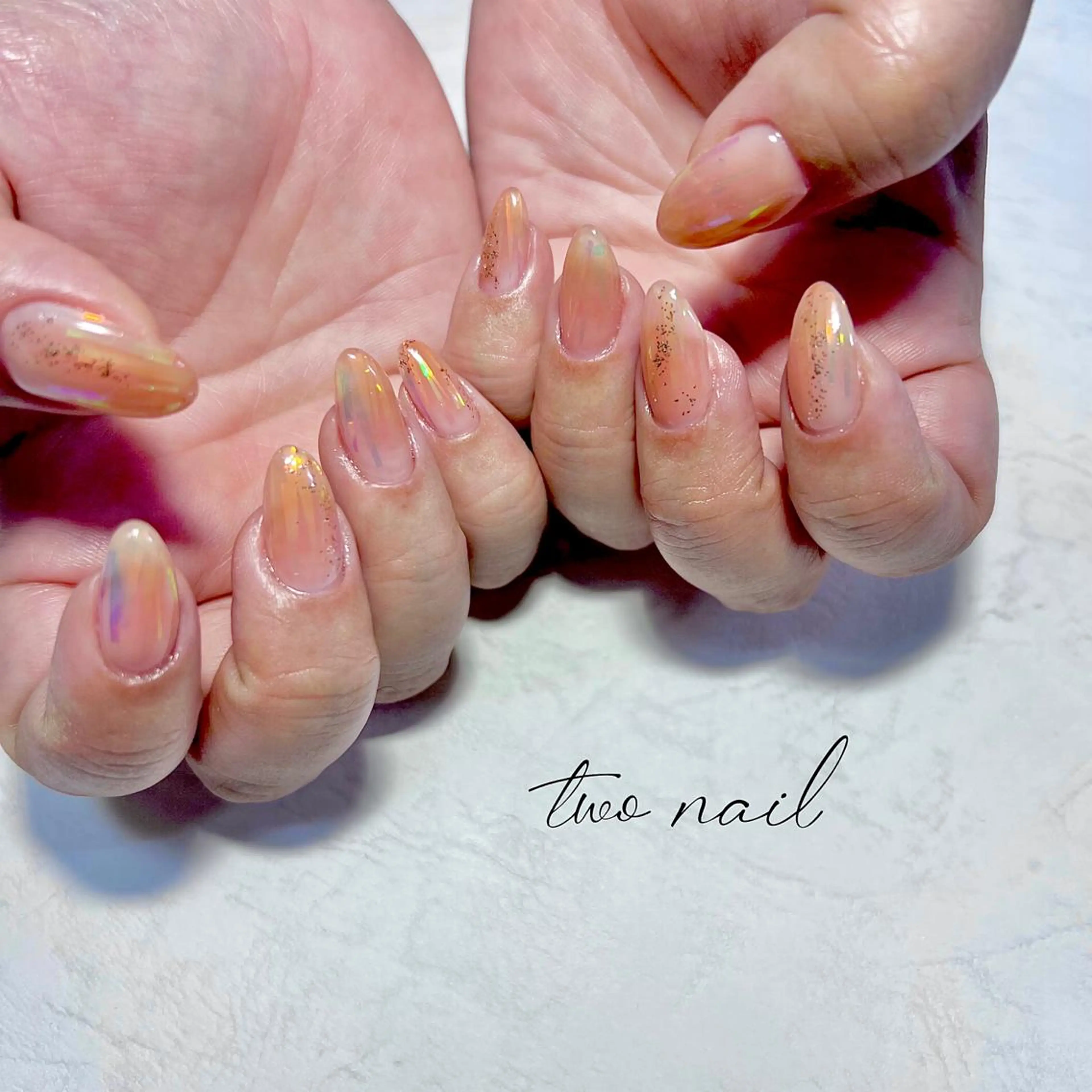 ネイル アートネイル オーロラネイル フットネイル ハート ニュアンスネイル two nailのネイルデザイン