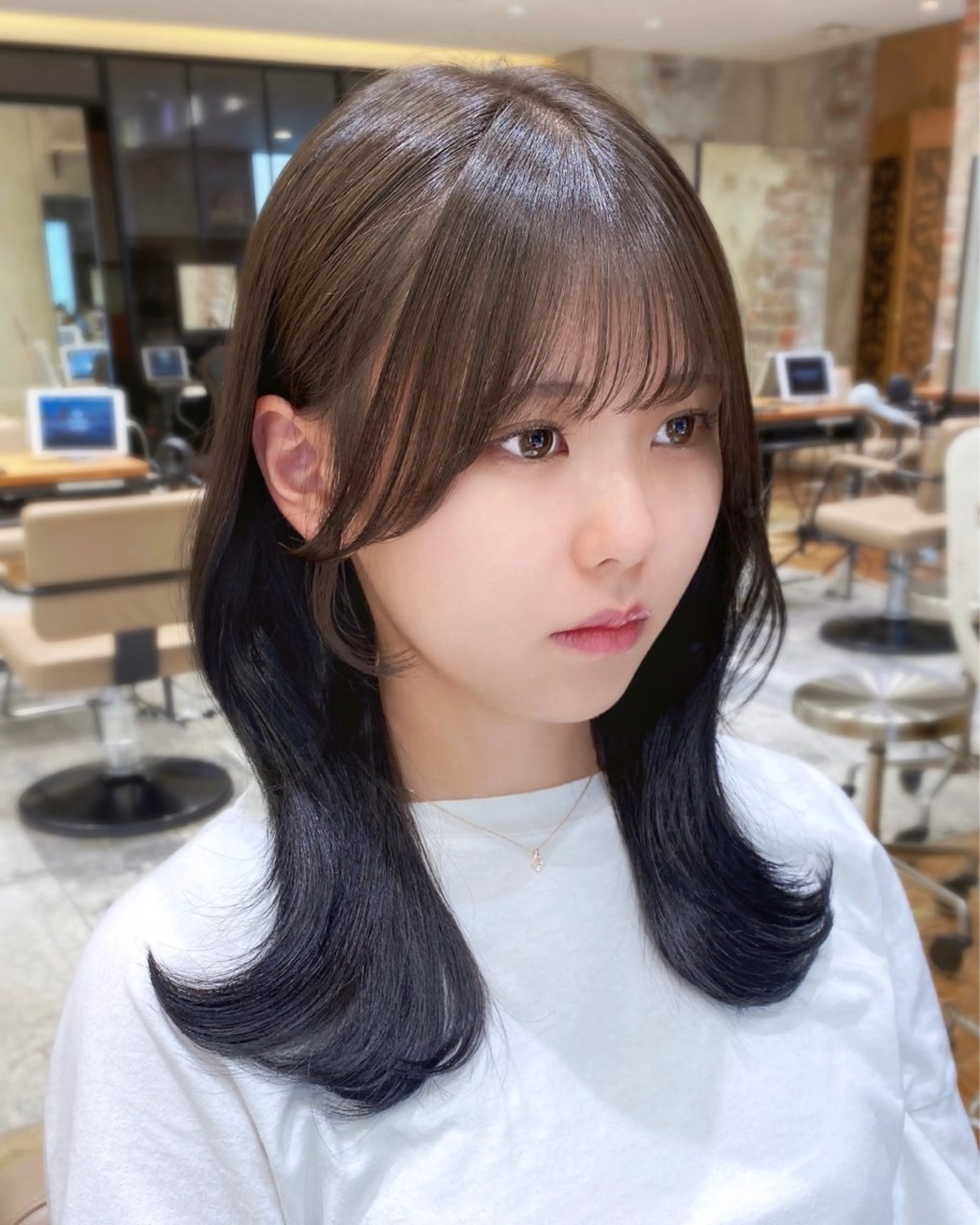 ミディアム カラー On所属・顔まわりカット🌟 くびれヘア/寺門遥輝のヘアスタイル