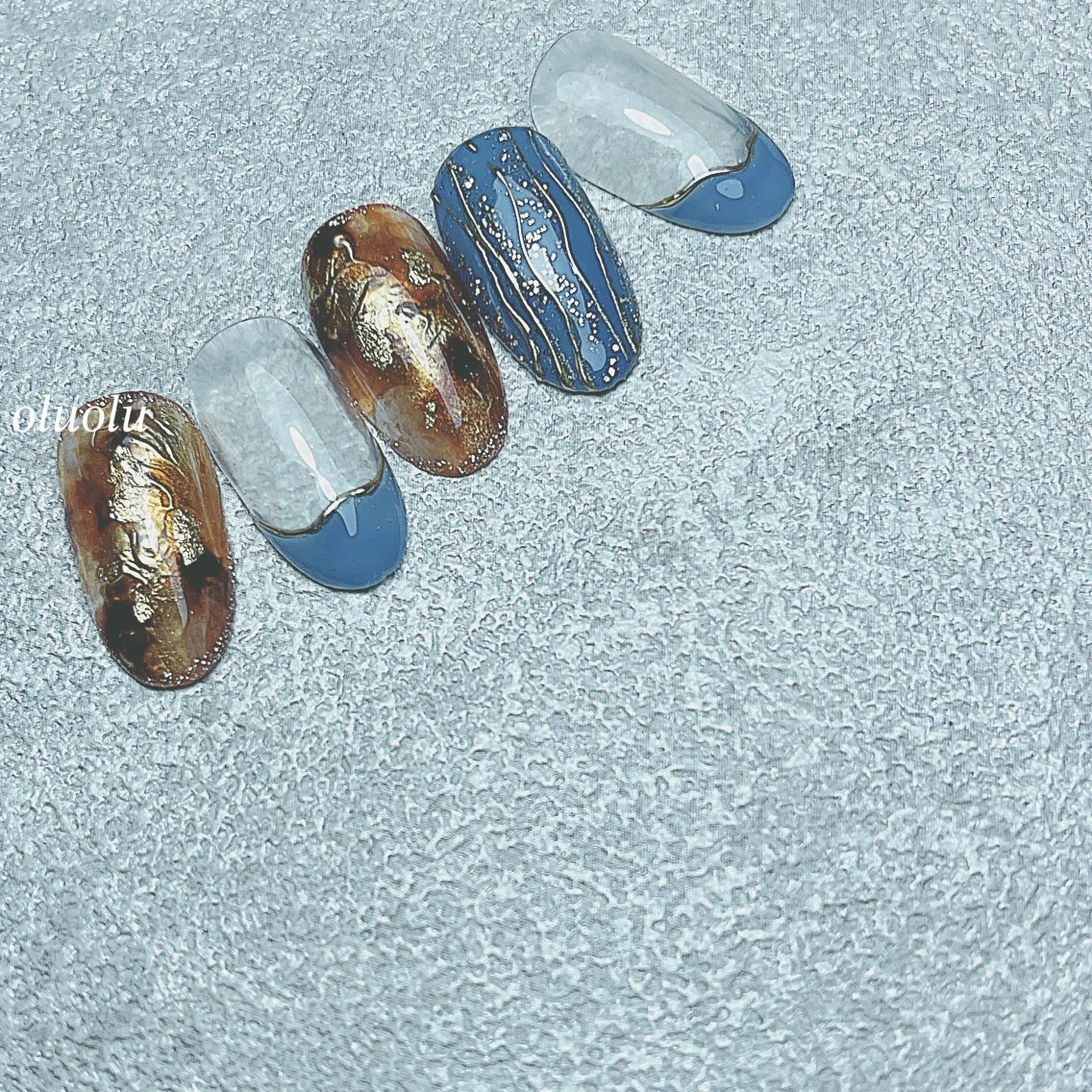 ネイル アートネイル べっ甲ネイル ブラウン フットネイル ニュアンスネイル ハンドネイル 大村 紬華のネイルデザイン