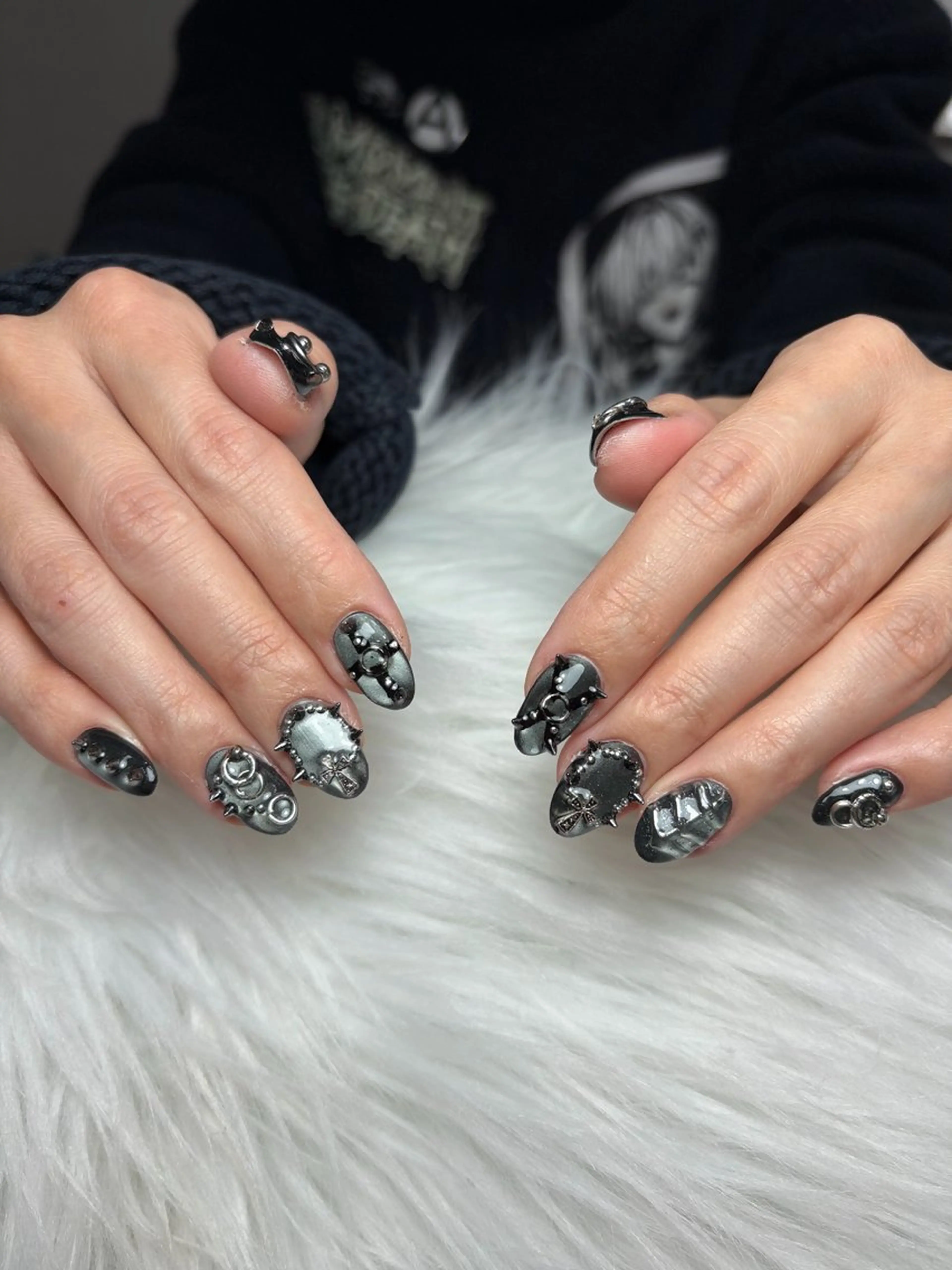 ネイル アートネイル 長さ出し ジェルネイル マグネットネイル ニュアンスネイル ハンドネイル Cloudy Chan Nailのネイルデザイン