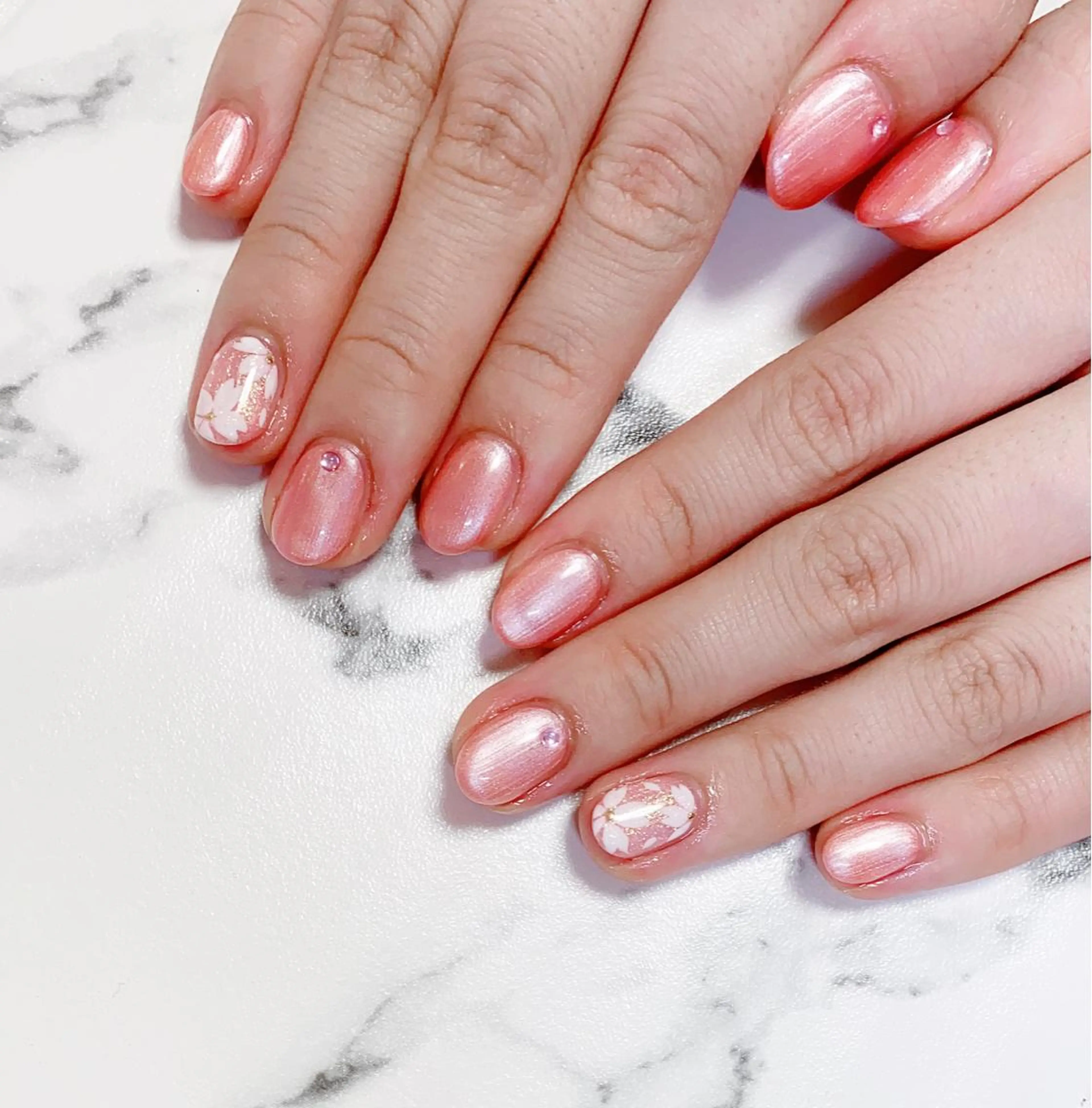 ロング カラー ネイル アートネイル 桜ネイル Q Free nailsのネイルデザイン