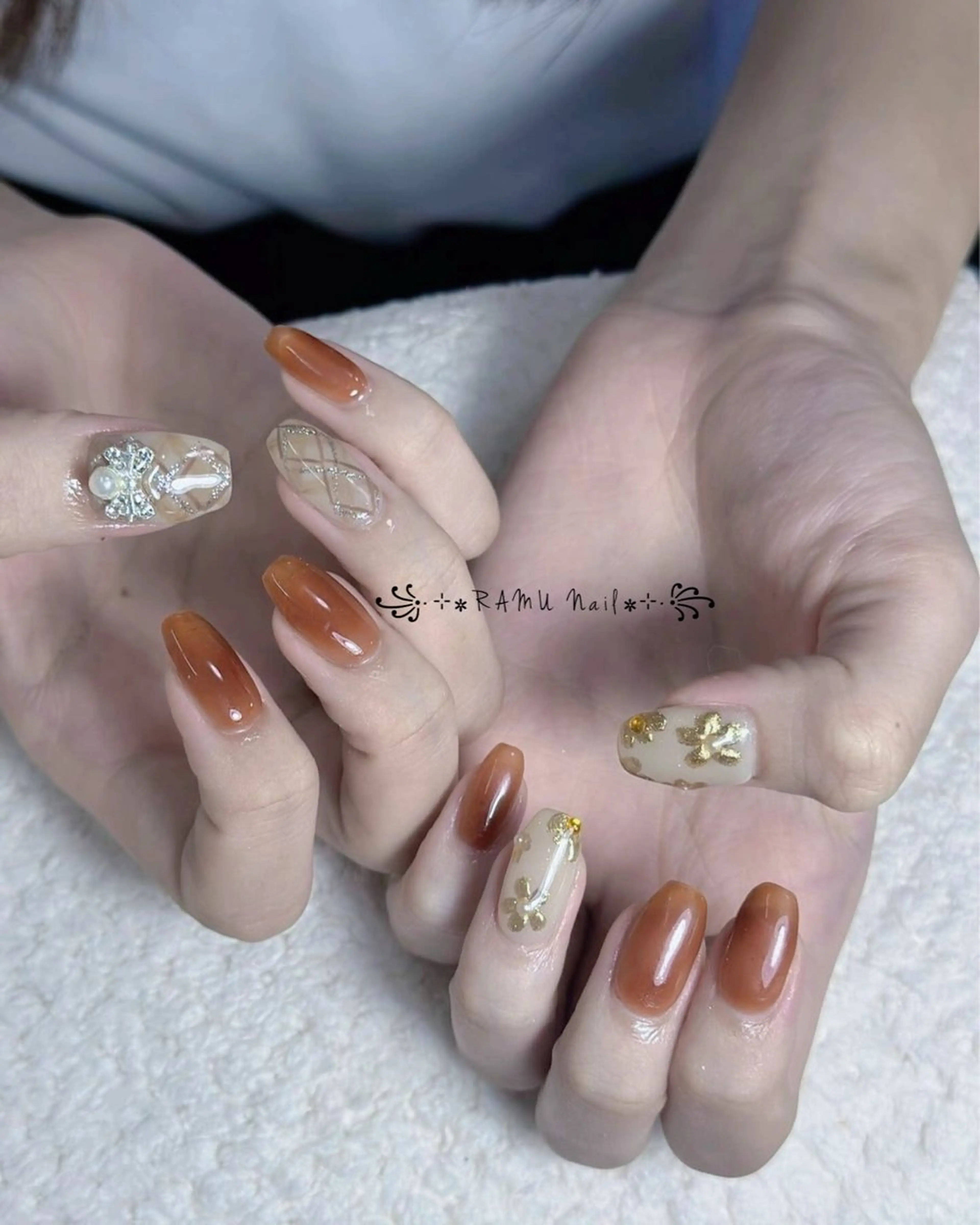 ネイル 韓国ネイル シンプルネイル 冬ネイル ハンドネイル RAMU Nail 恵比寿店のネイルデザイン