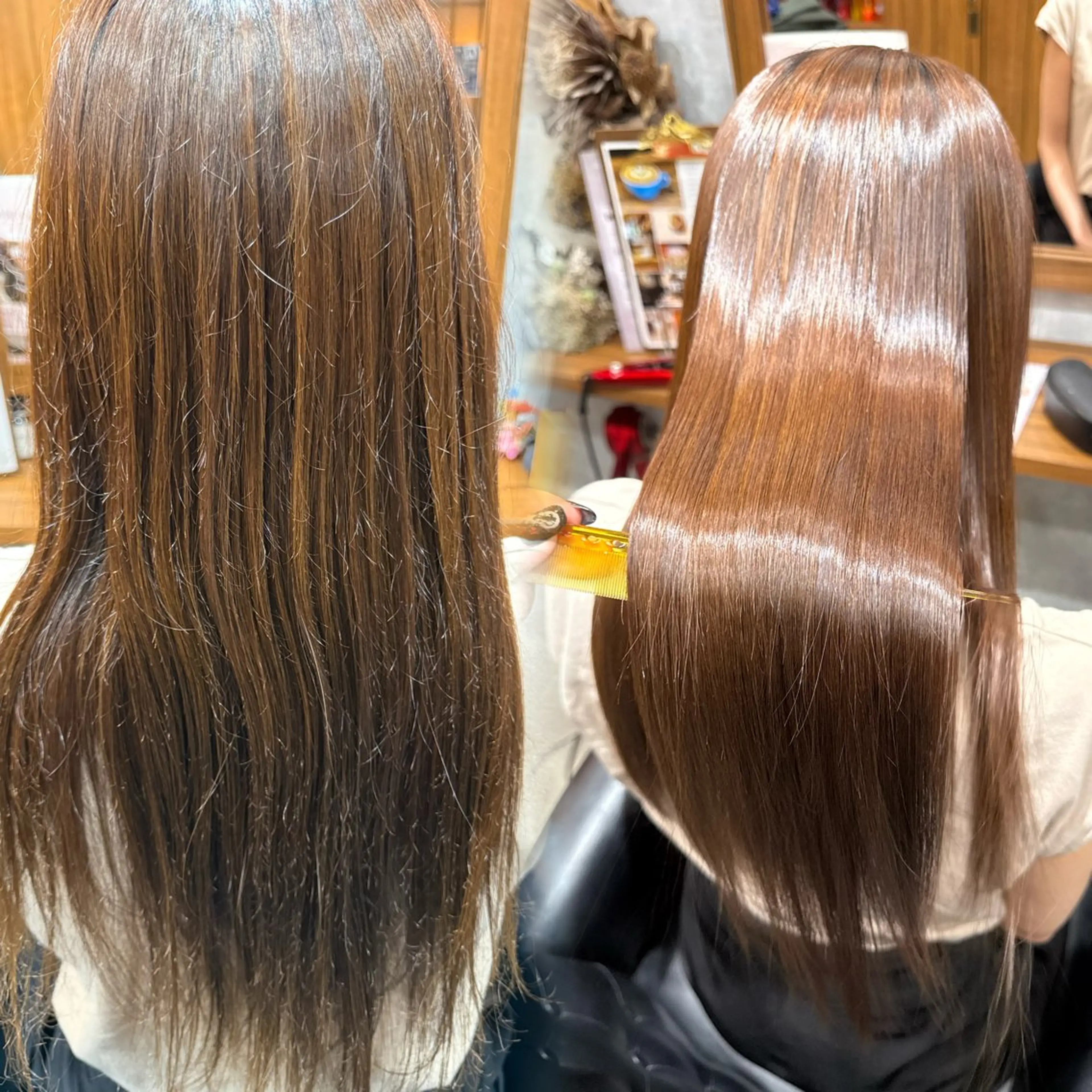 ロング 縮毛矯正 Hinako🦋 ブリーチカラーのヘアスタイル