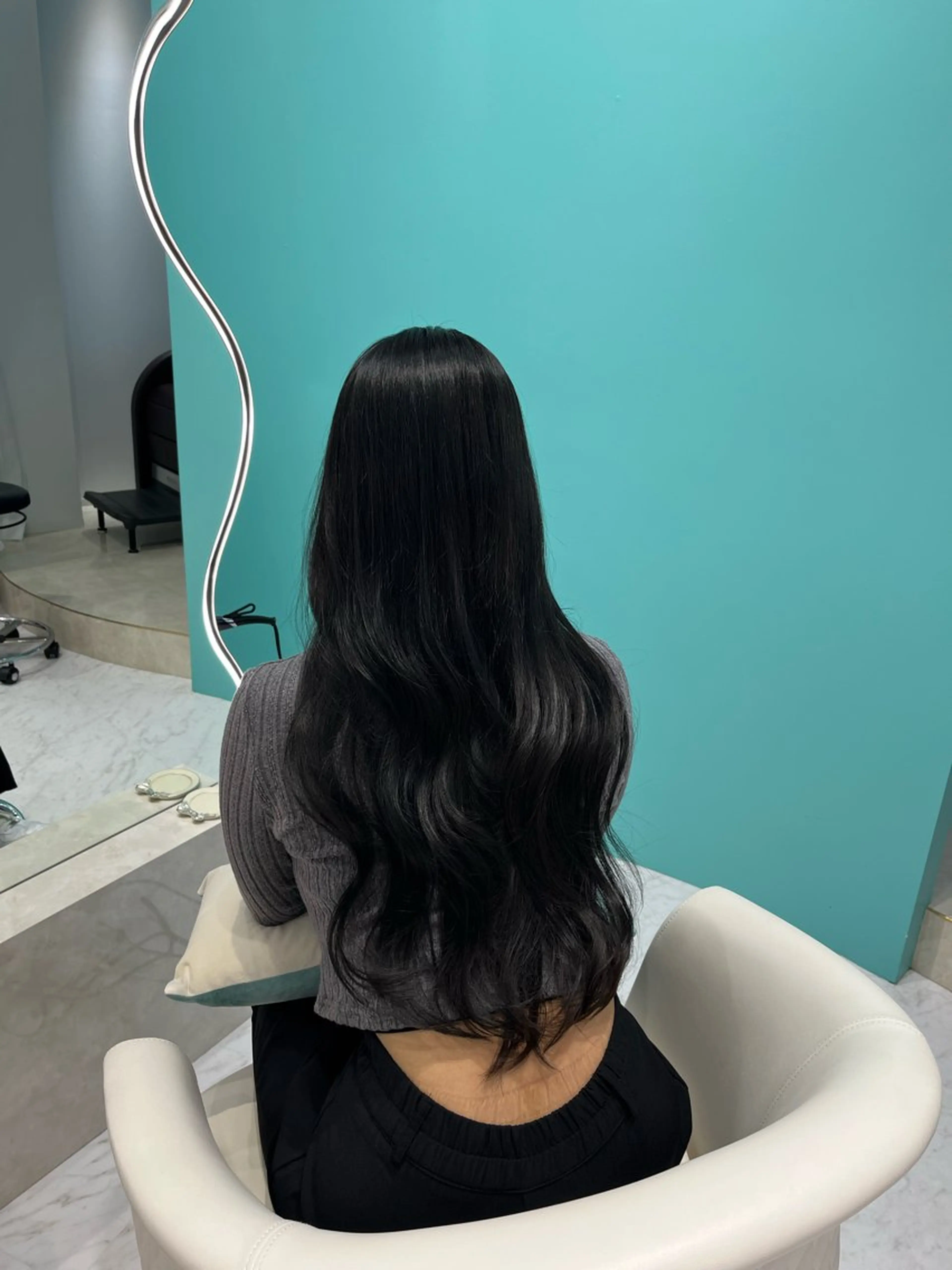 ロング カラー 黒髪 トリートメント カット ヘアカラー トリートメント 名駅/大人韓国ヘア 艶カラー/Rihoのヘアスタイル