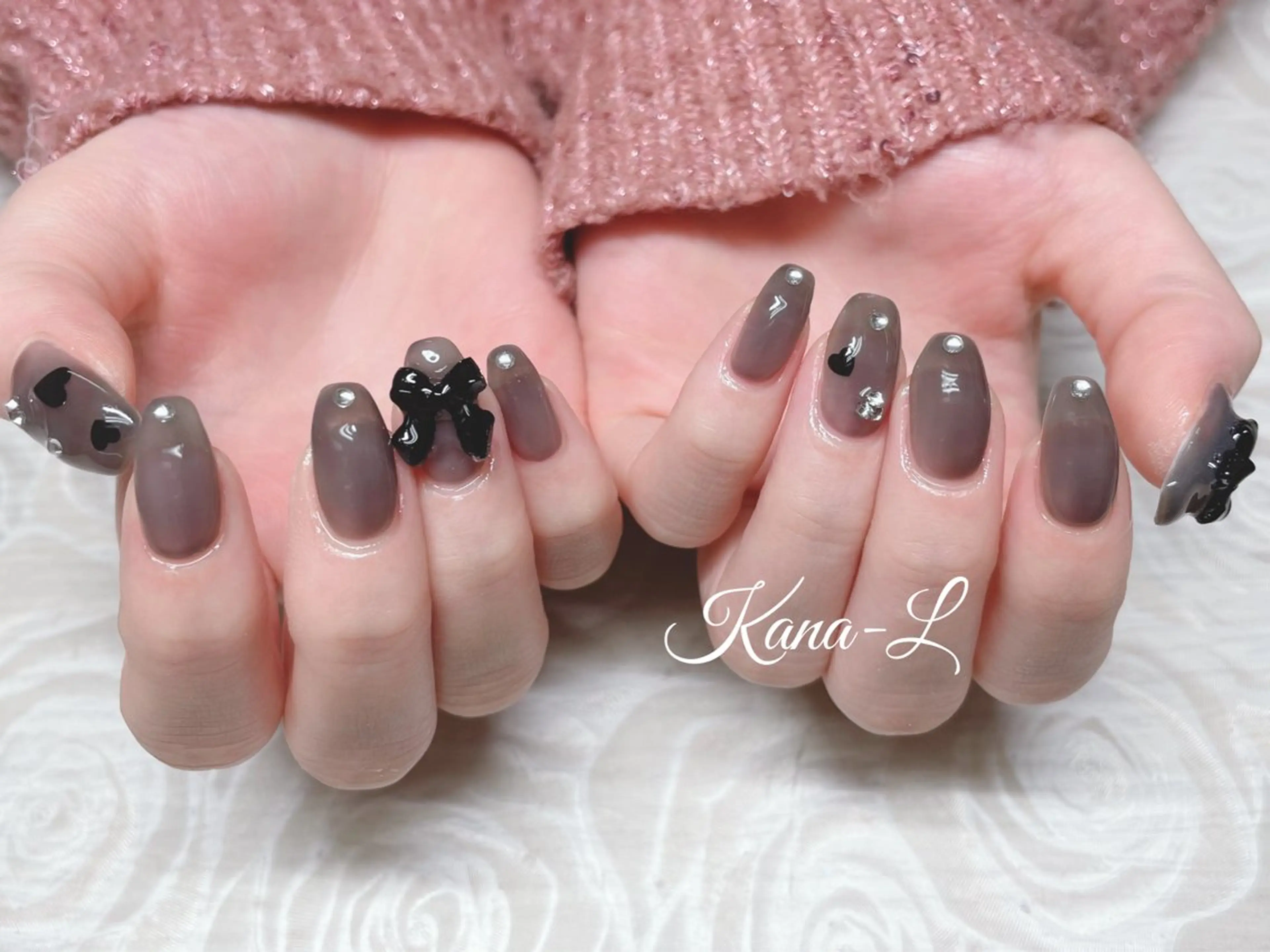 ネイル ジェルネイル パラジェル リボン 芦辺 香奈のネイルデザイン