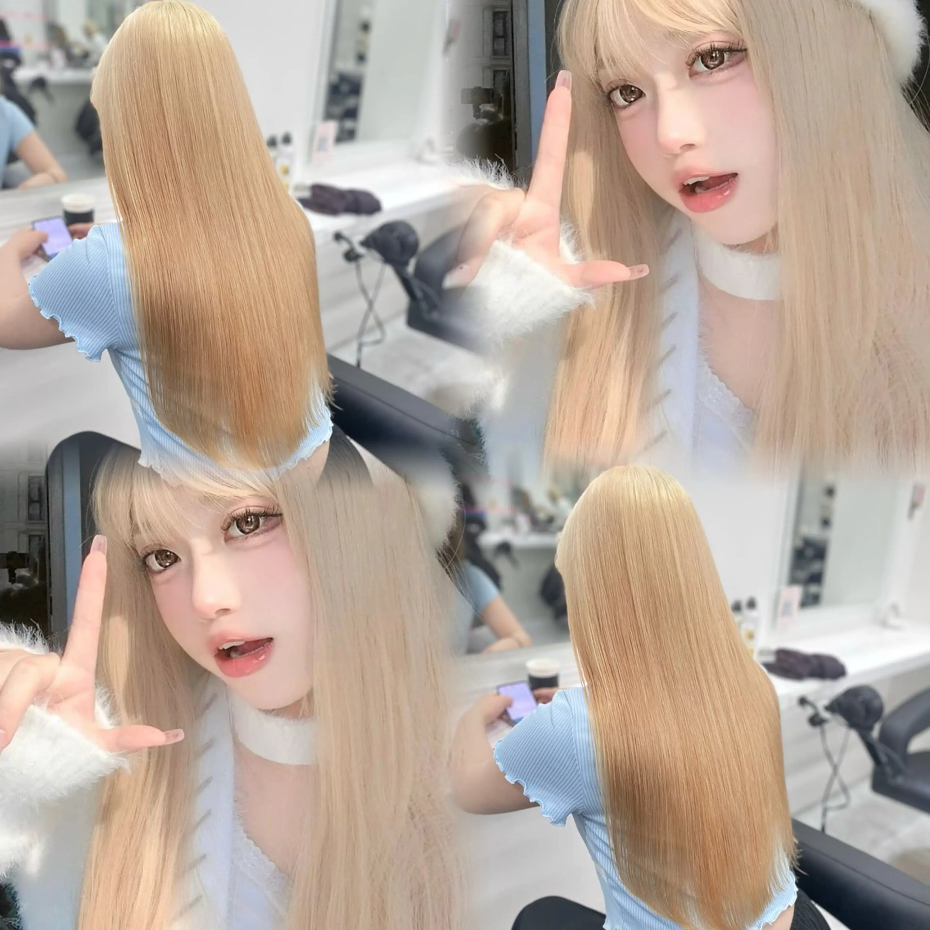 ロング カラー ヘアカラー トリートメント ヘアセット ハイトーン/ダブルカ ラー/RINKA🎀のヘアスタイル