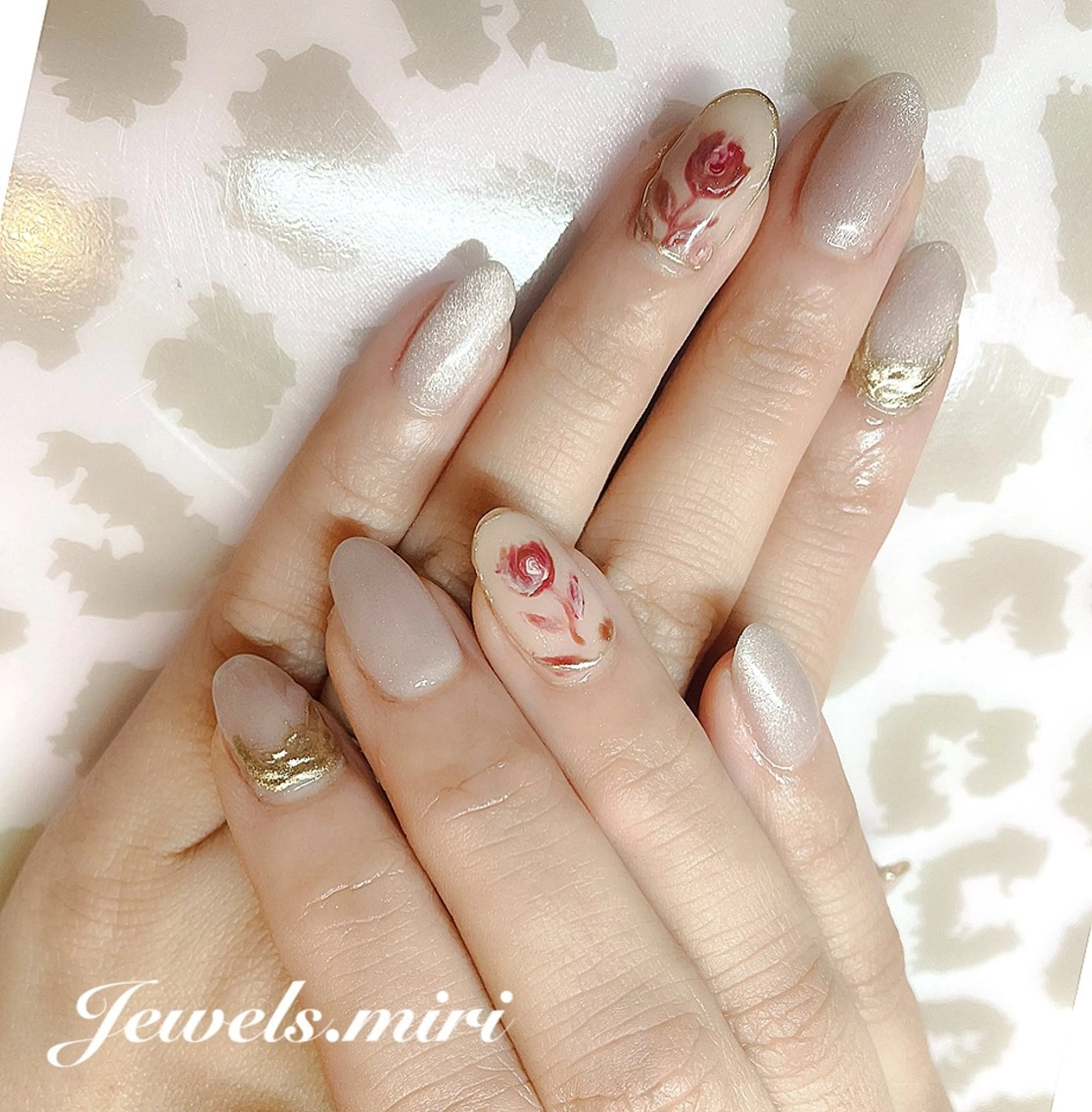 ネイル アートネイル フラワーネイル マグネットネイル マグネットワンカラー オフィスネイル Jewels nail lily 白楽所属・ネイルサロン Jewels Mのネイルデザイン