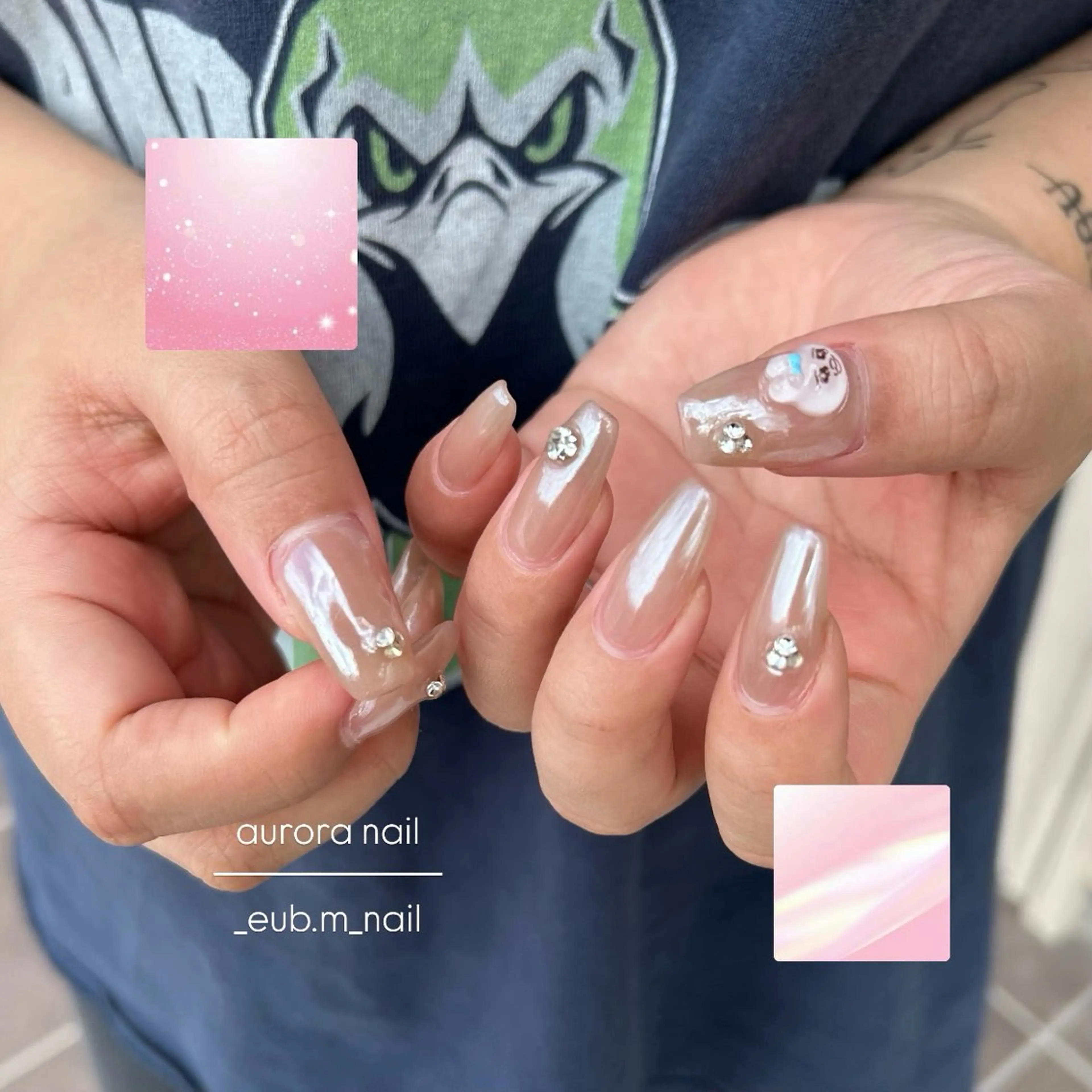 ネイル オーロラネイル ハンドネイル 深夜ネイルサロン eub.m_nailのネイルデザイン