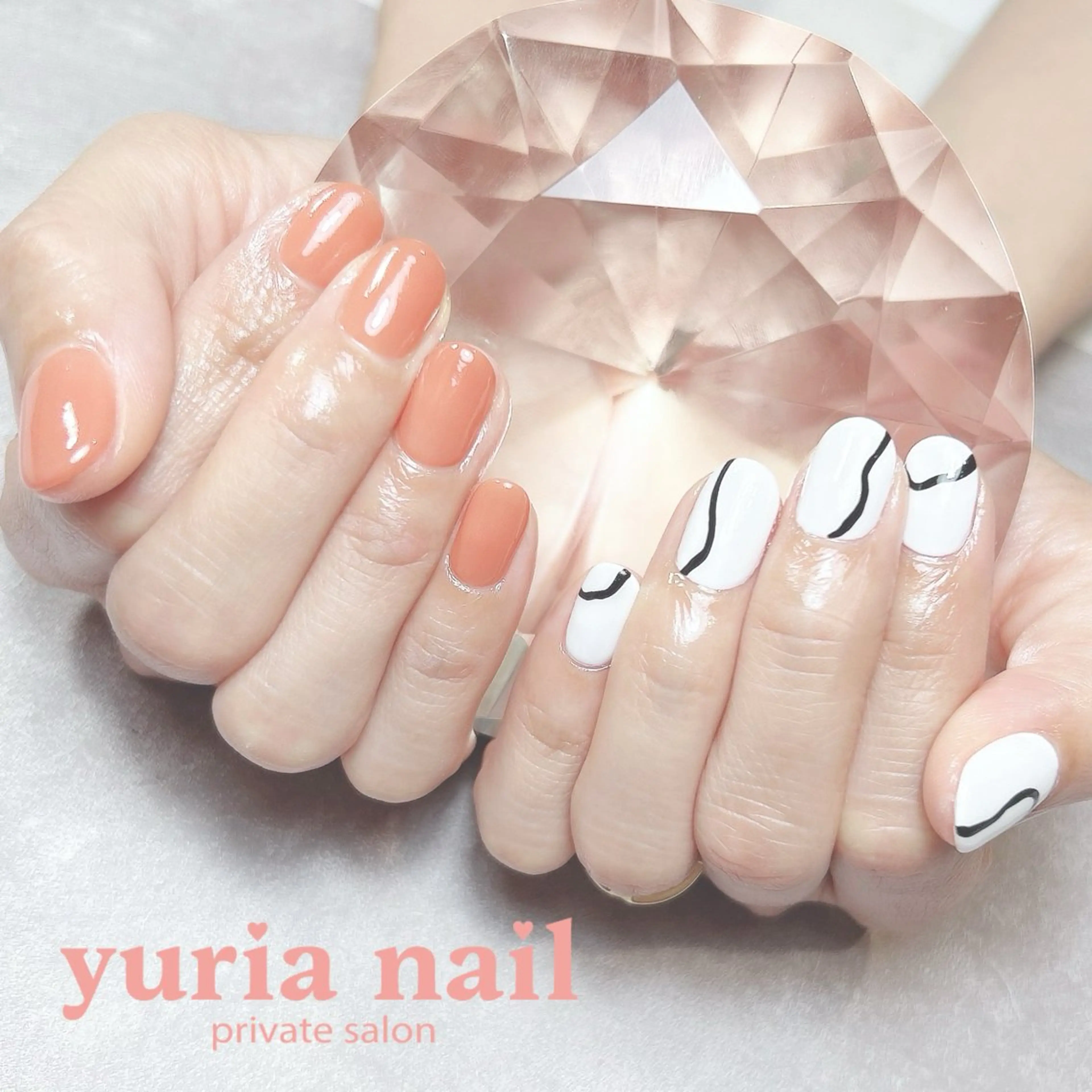 ネイル ジェルネイル 持ち込み ホワイト ハンドネイル 小林 ゆりあのネイルデザイン
