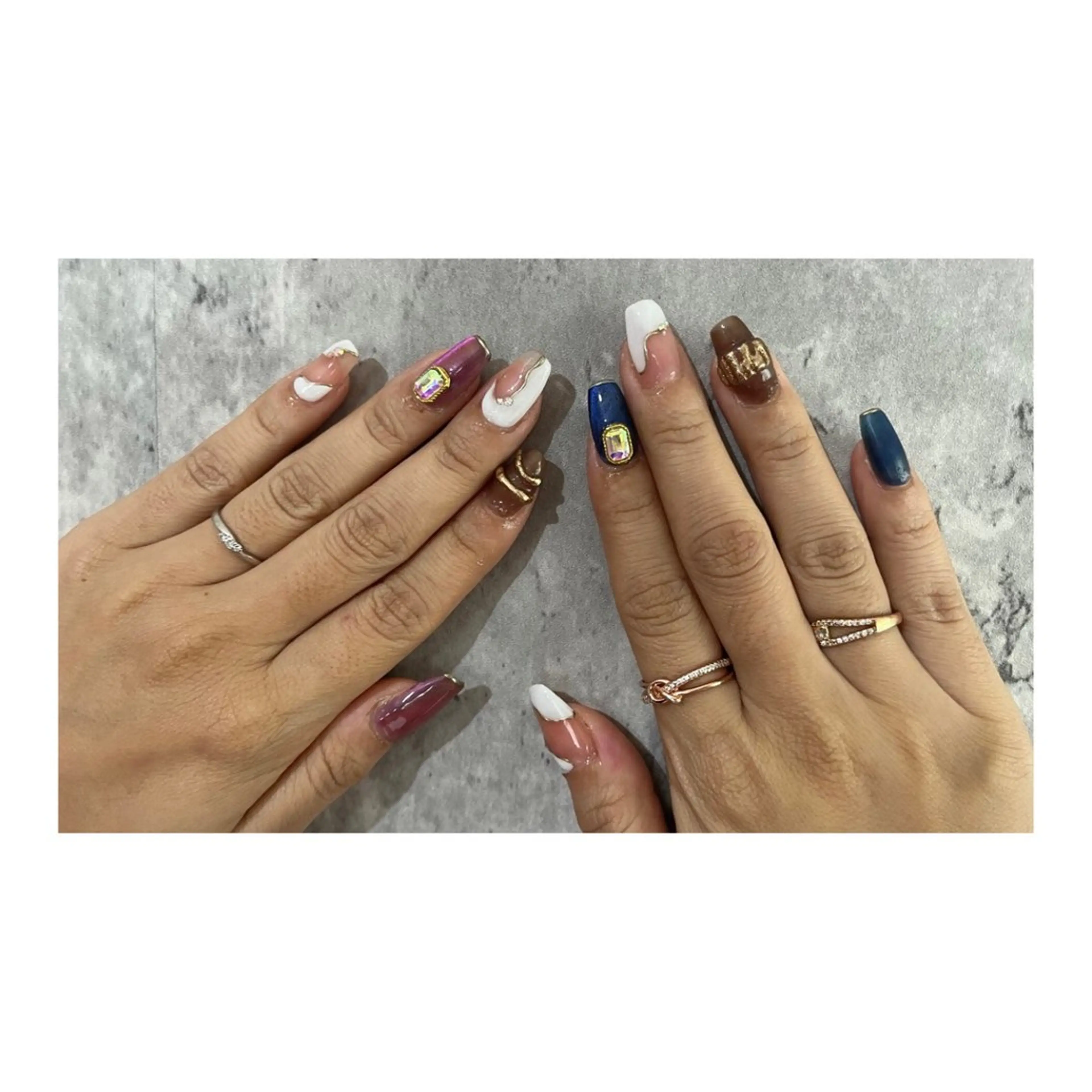 ロング ハンドネイル M nail 個人サロン𓆉♥︎のネイルデザイン