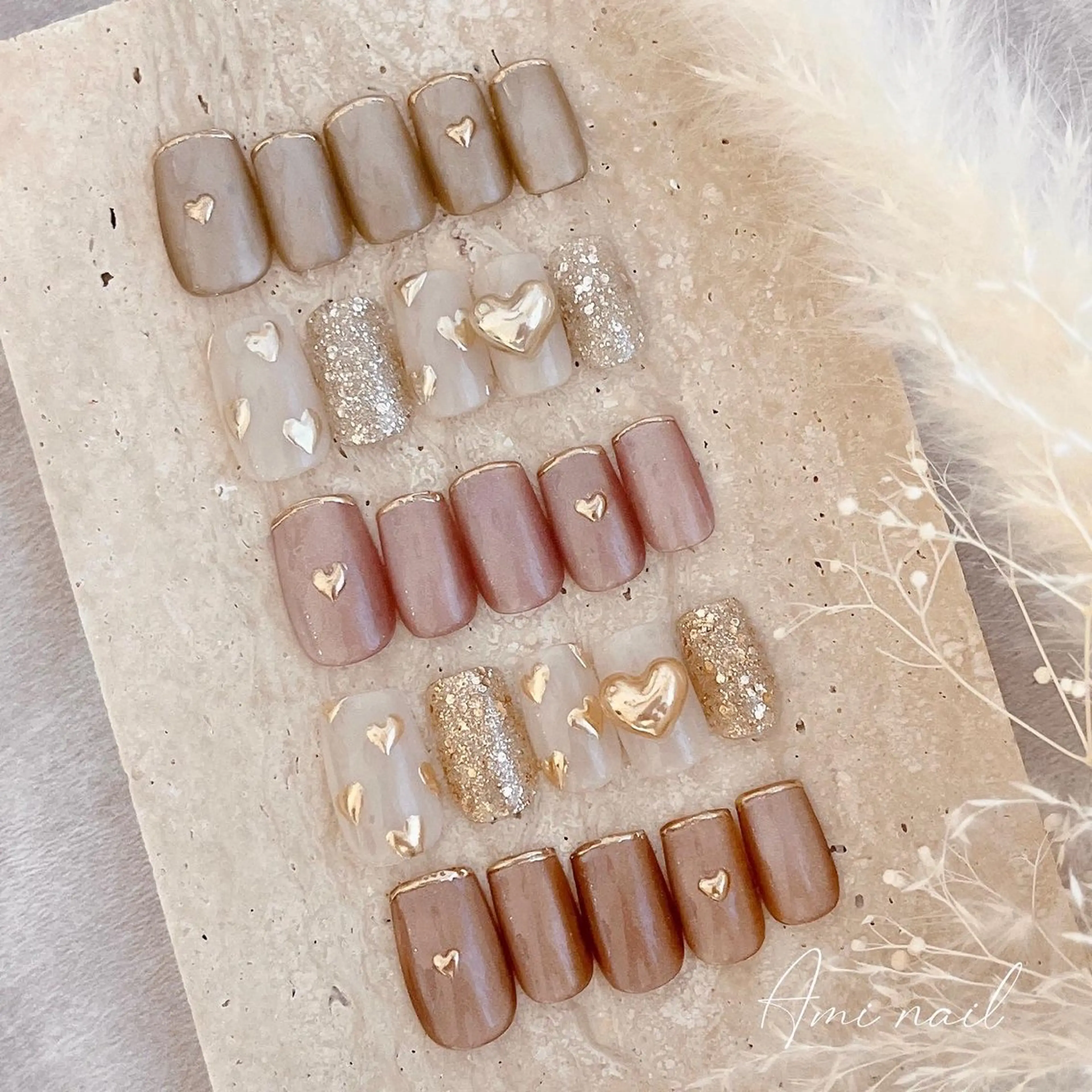 ネイル ハート ぷっくりネイル Manami Kのネイルデザイン