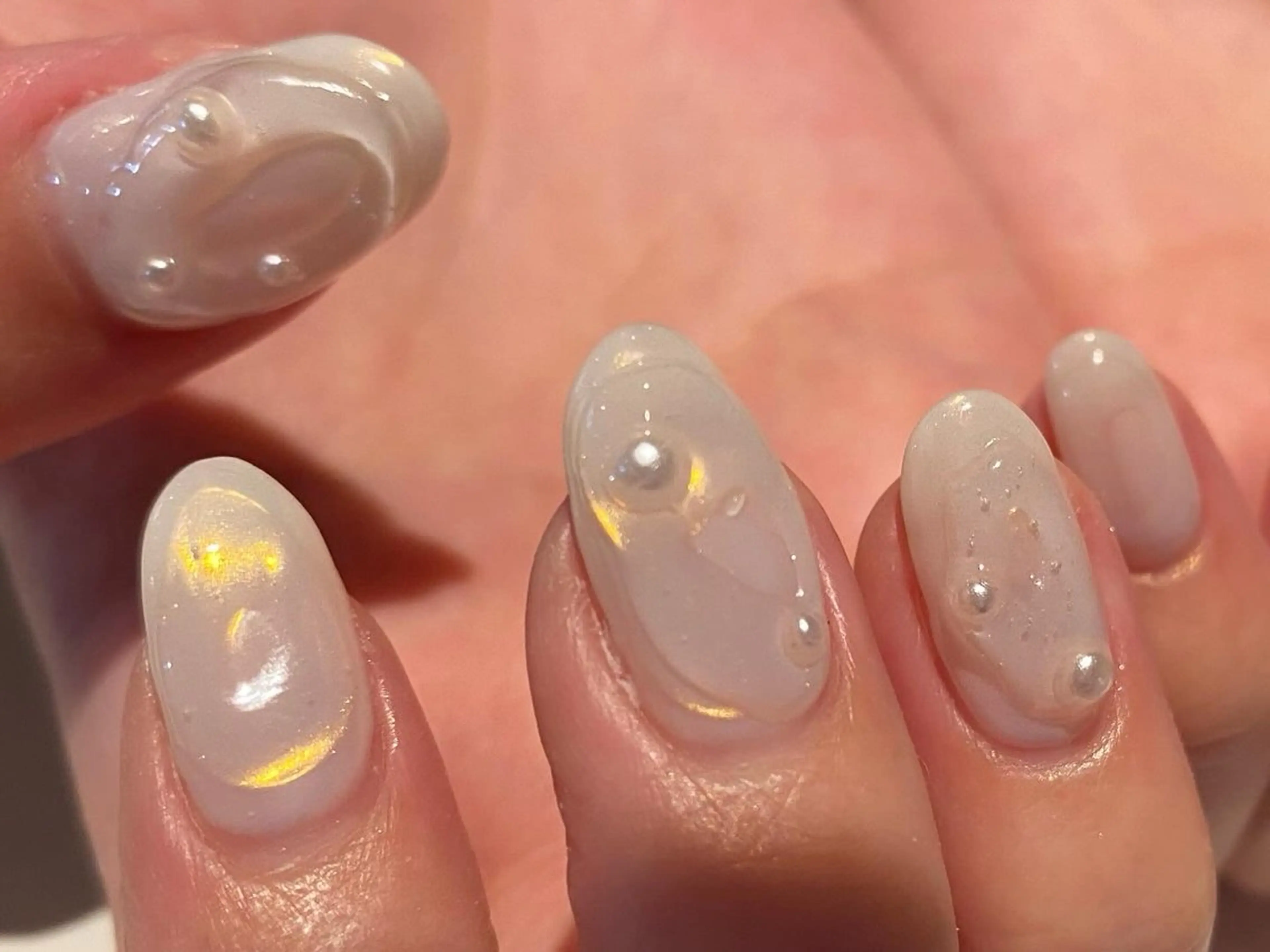 ネイル オーロラネイル ぷっくりネイル ハンドネイル scre as Etelのネイルデザイン