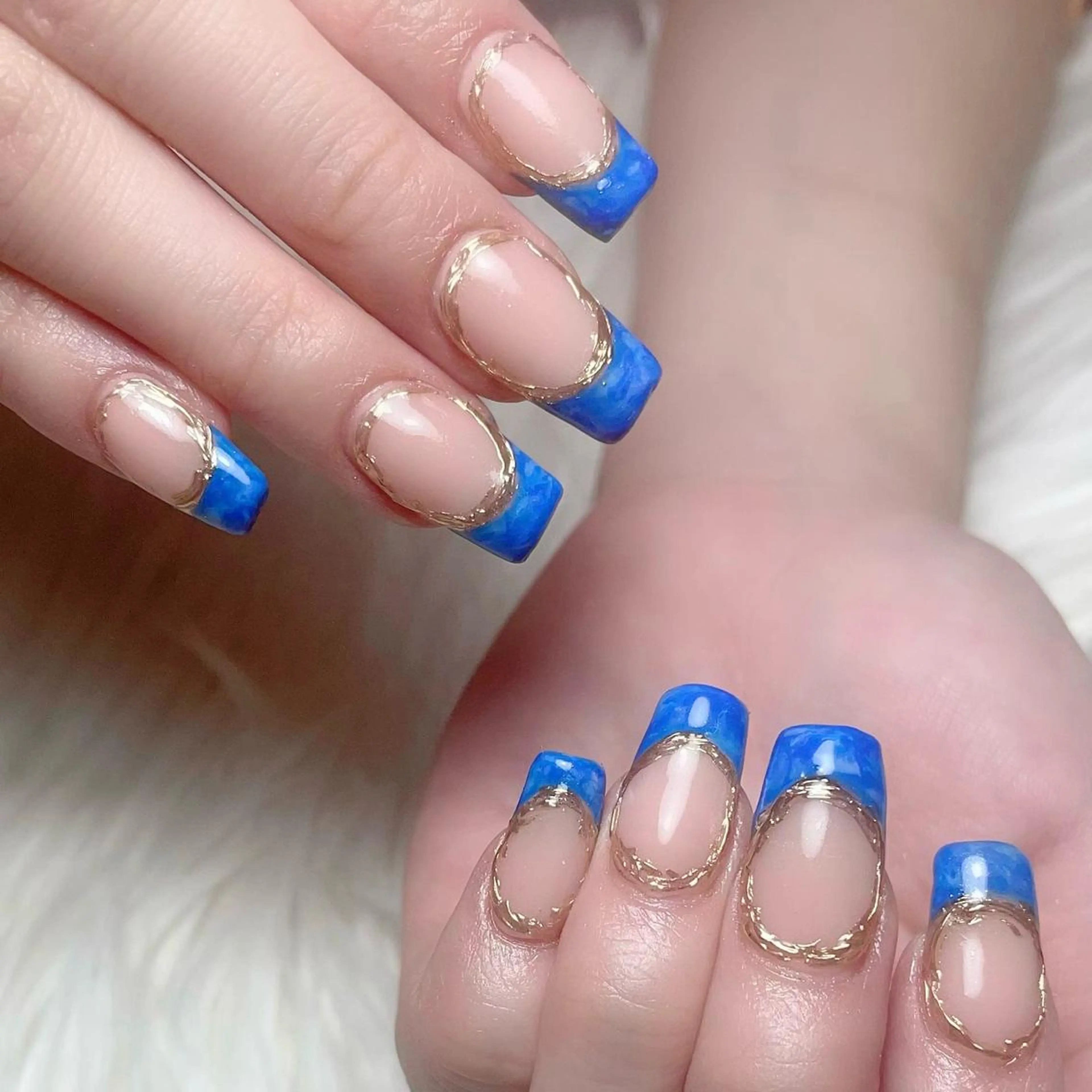 ネイル アートネイル フレンチネイル 大理石ネイル(マーブル) ミラーネイル ハンドネイル ネイルサロンfeel茂原店所属・Feel ‪‪☺︎‬Yuriaのネイルデザイン