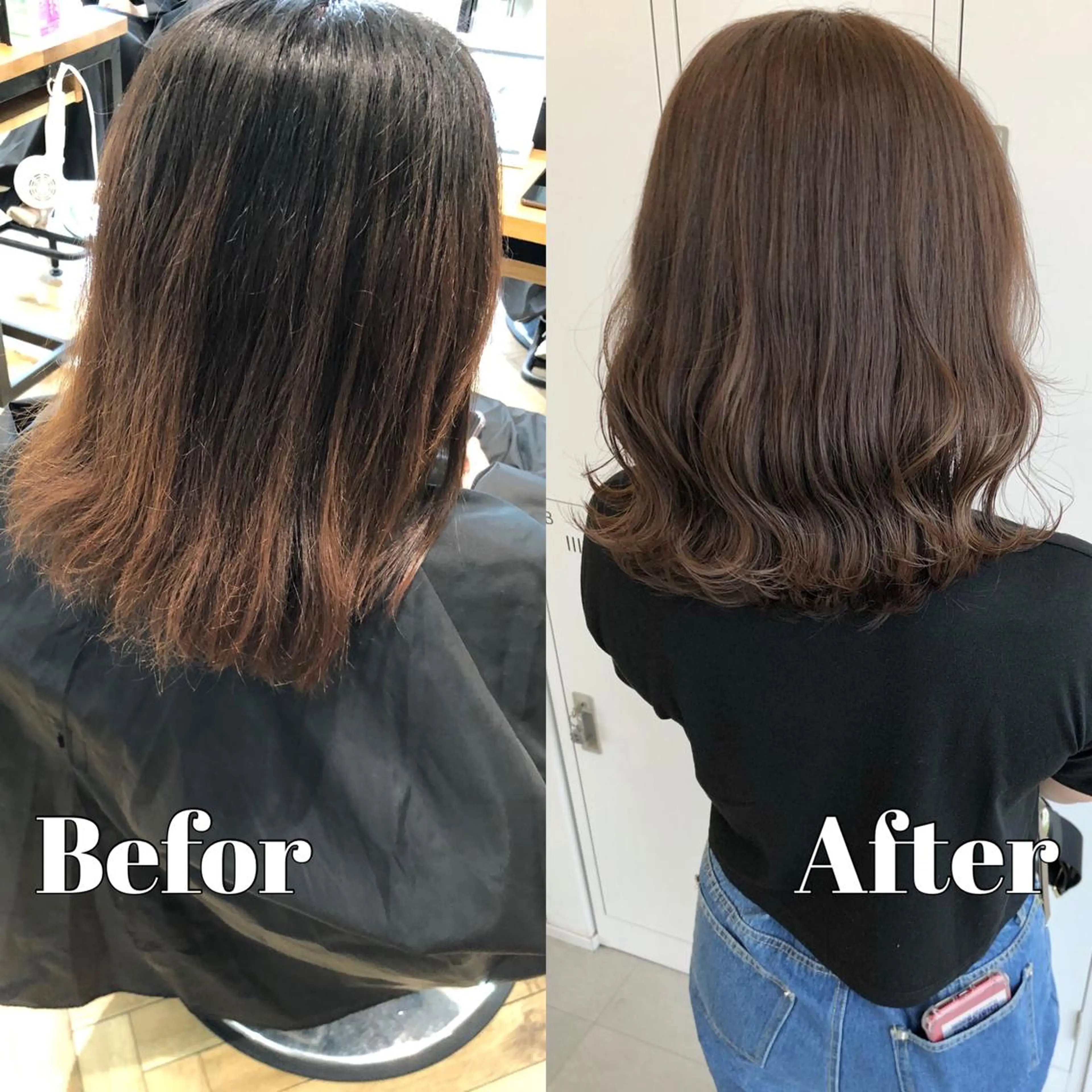 ミディアム カラー ブラウンカラー ショコラブラウン Saori / さおりのヘアスタイル