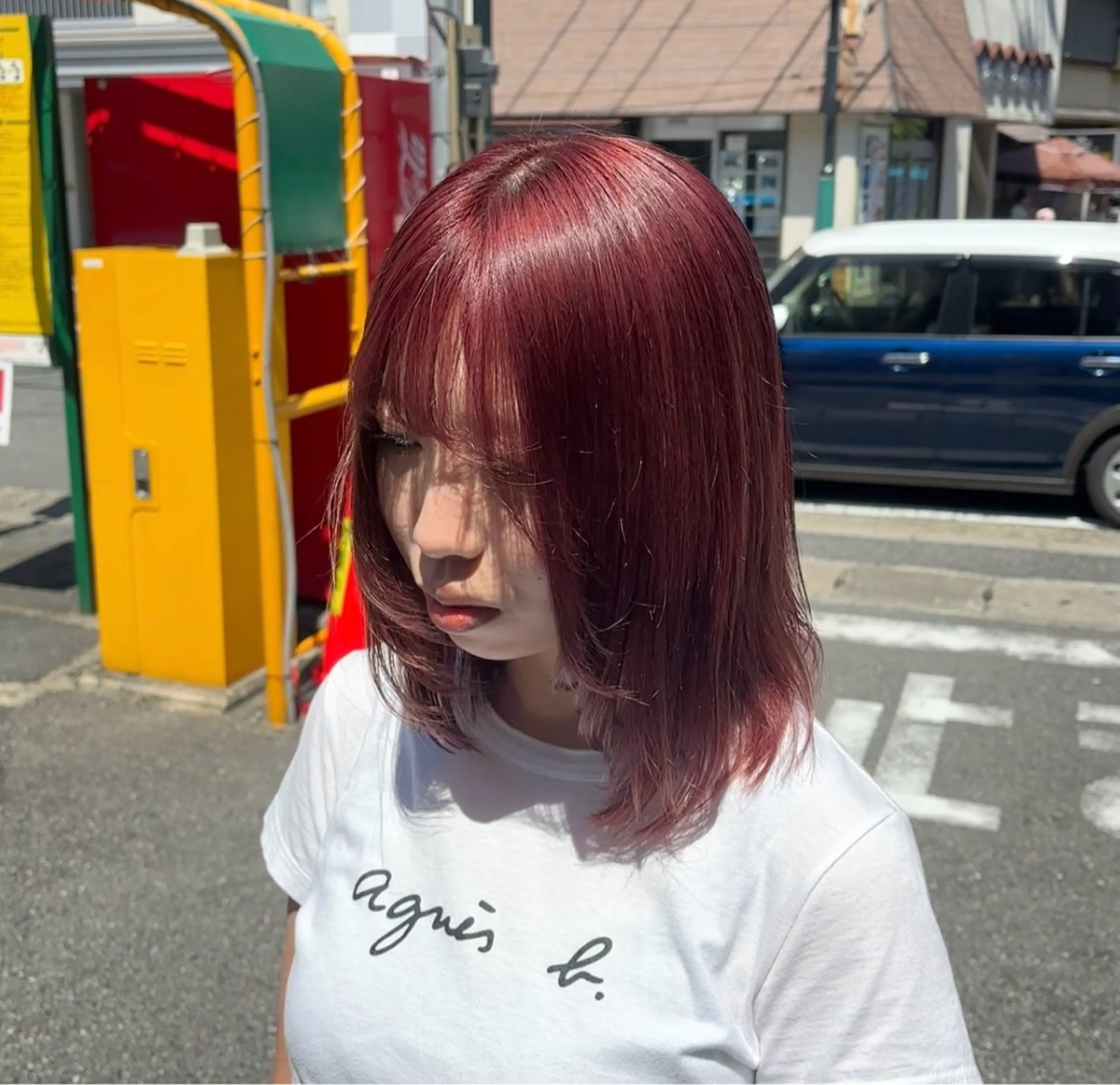 ミディアム レイヤーカット カット ヘアカラー トリートメント 🎀ハイトーン/ 艶カラー/夕月🎀のヘアスタイル