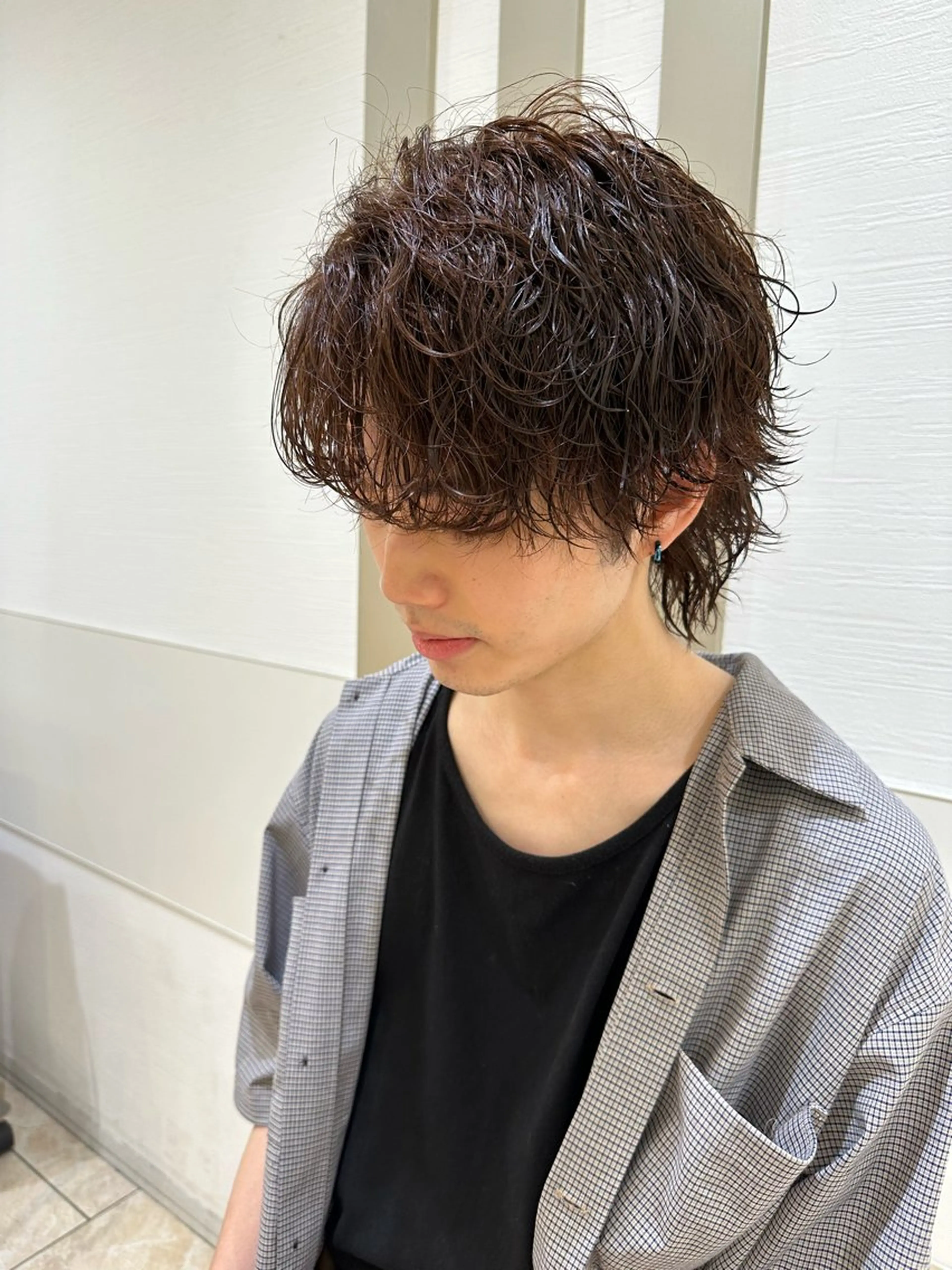 セミロング パーマ メンズ 波巻パーマ/毛流れ パーマ☘️りゅうせいのヘアスタイル