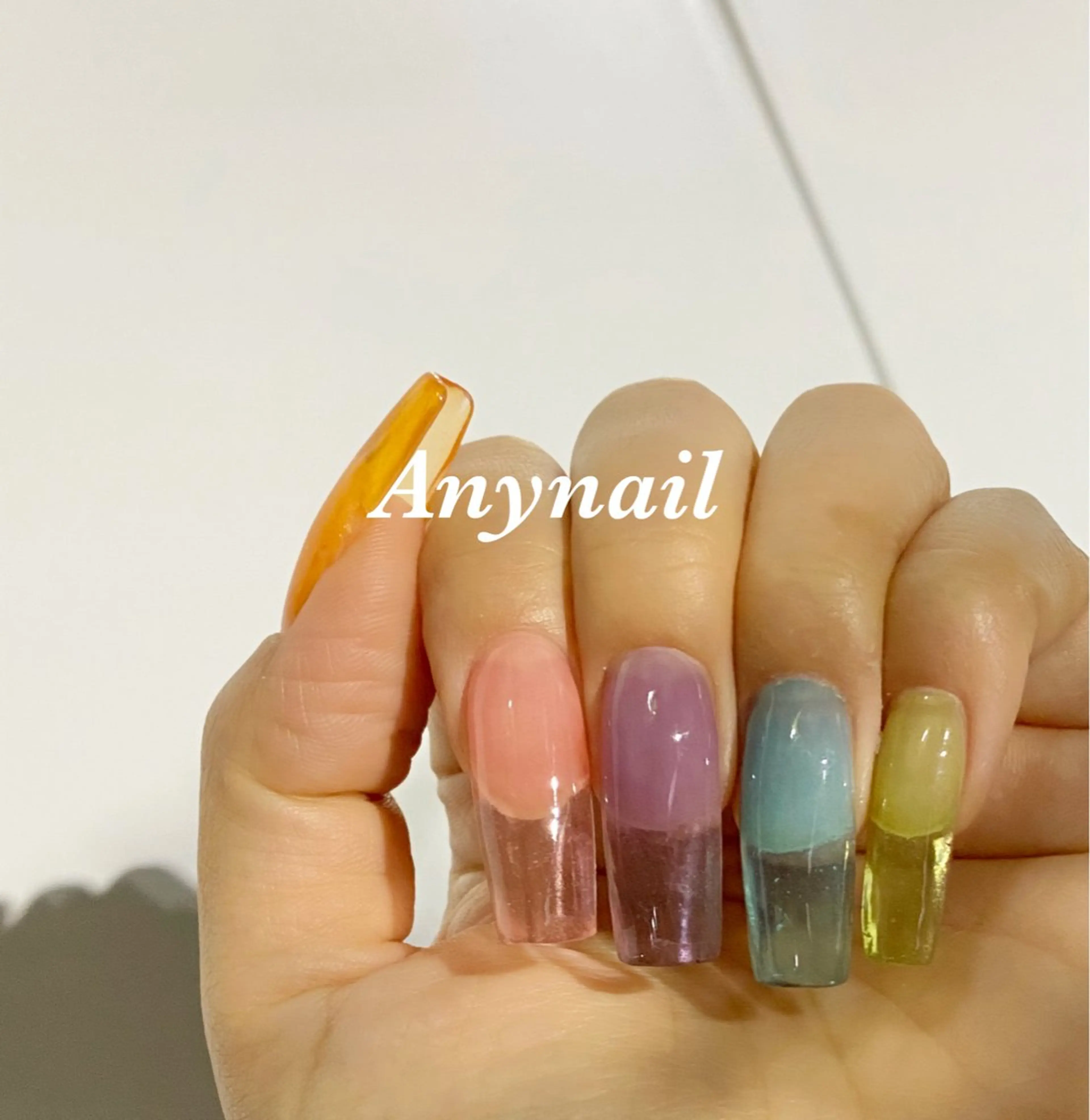 ネイル ブルー クリアネイル スカルプネイル 岩澤 恵子のネイルデザイン