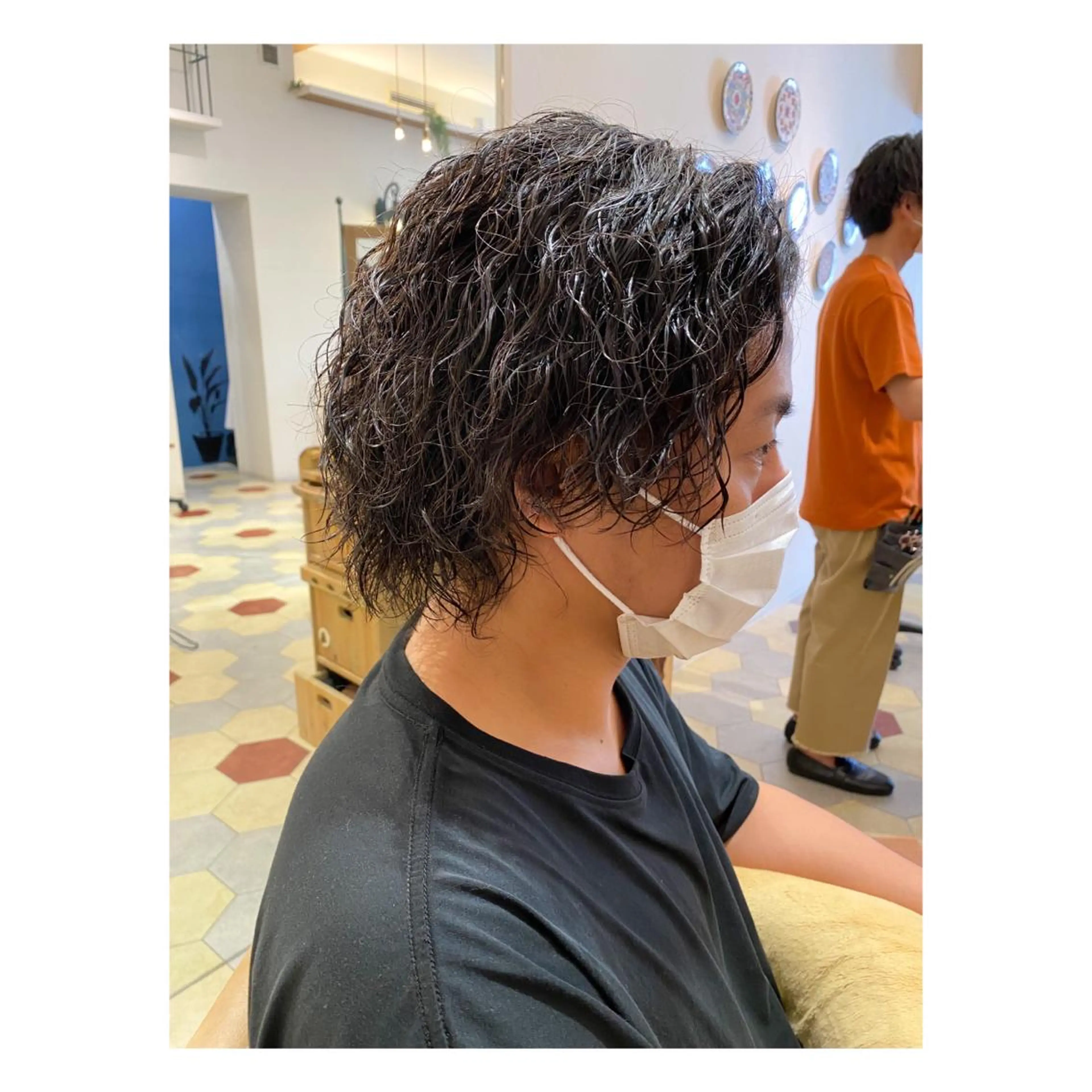 ミディアム パーマ メンズ カット パーマ 菊池大一 溝の口パーマのヘアスタイル