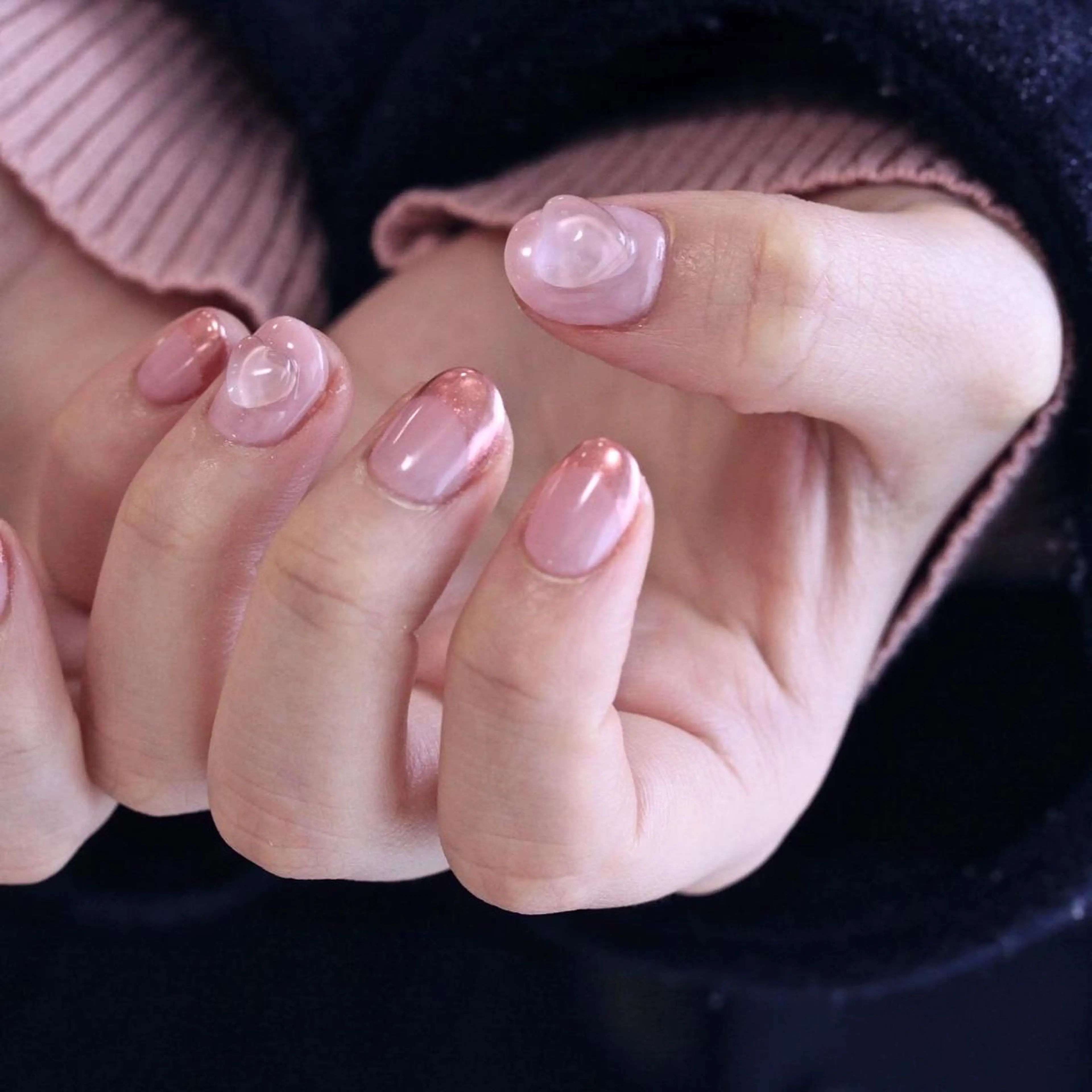 ネイル ハート バレンタイン ハンドネイル Elio所属・Elio 国泰寺のネイルデザイン