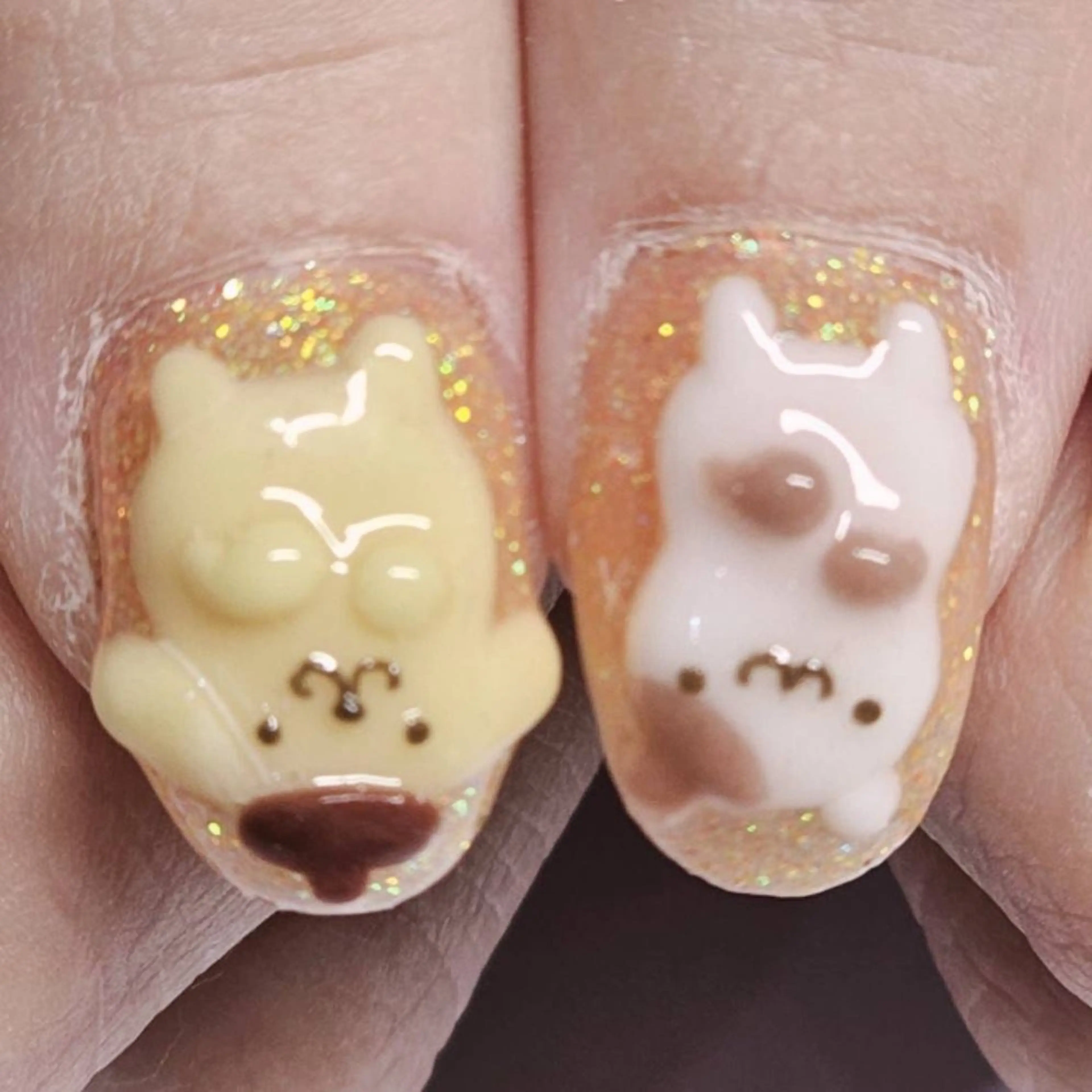 ネイル アートネイル ラメ(グリッター) ワンカラーネイル オレンジ ハンドネイル よしだ ひろきのネイルデザイン