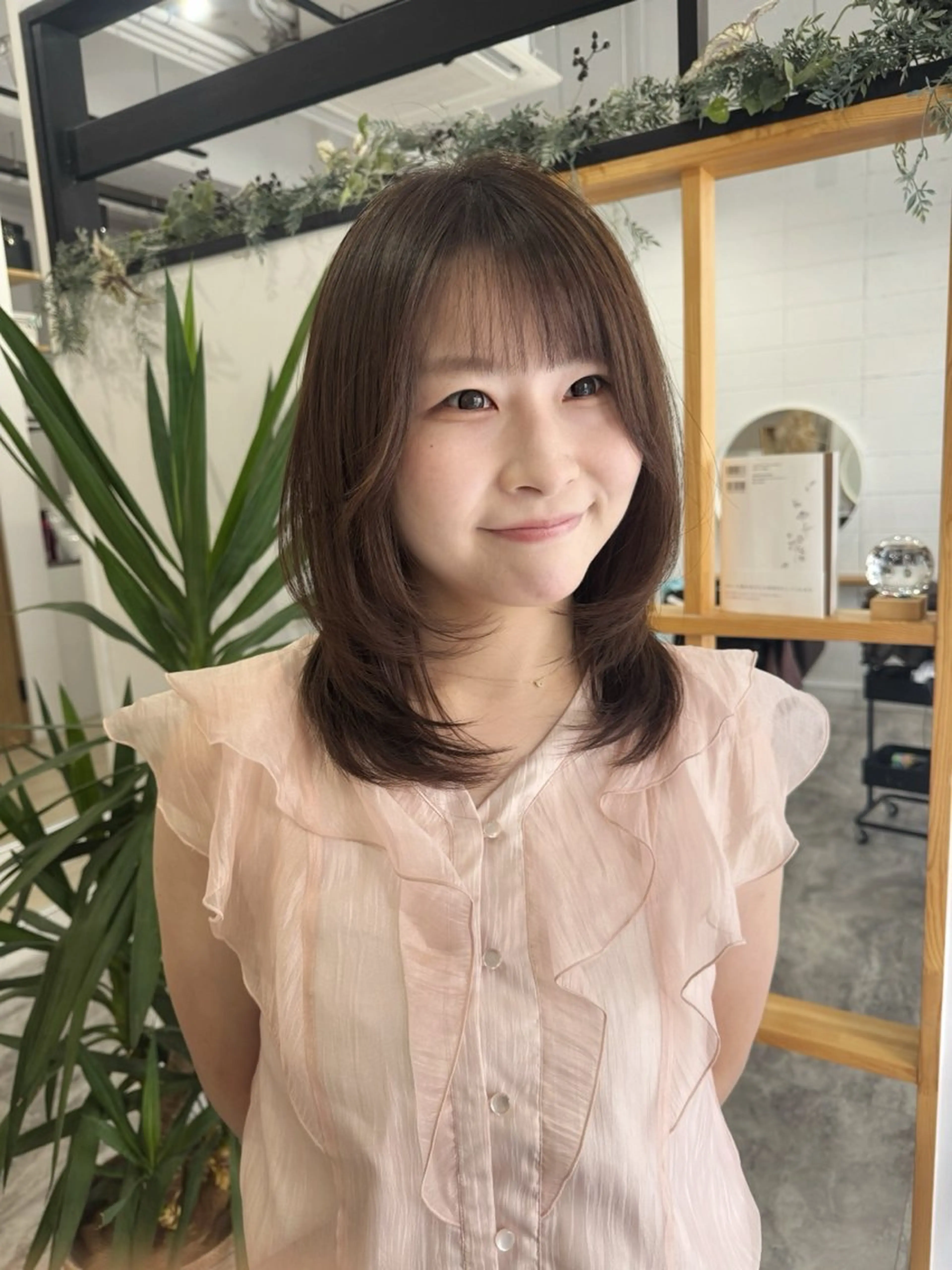 ミディアム カット ヘアカラー トリートメント A.Ｍ.hair所属・レイヤーカット/ 髪質改善/福本凌のヘアスタイル