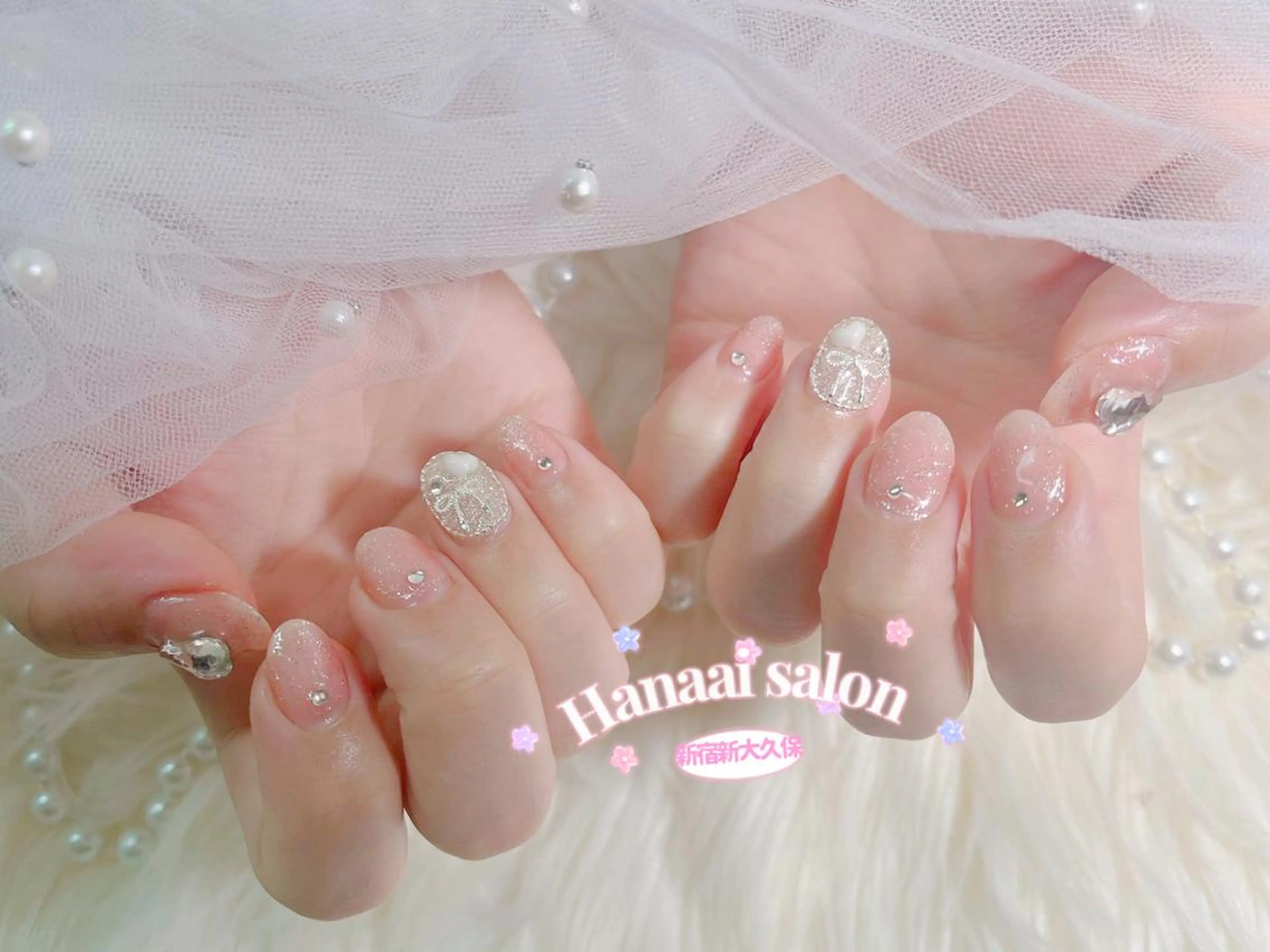 ネイル チークネイル ジェルネイル 韓国ネイル 持ち込み パラジェル ハンドネイル Hanaai Salon新大久保店のネイルデザイン