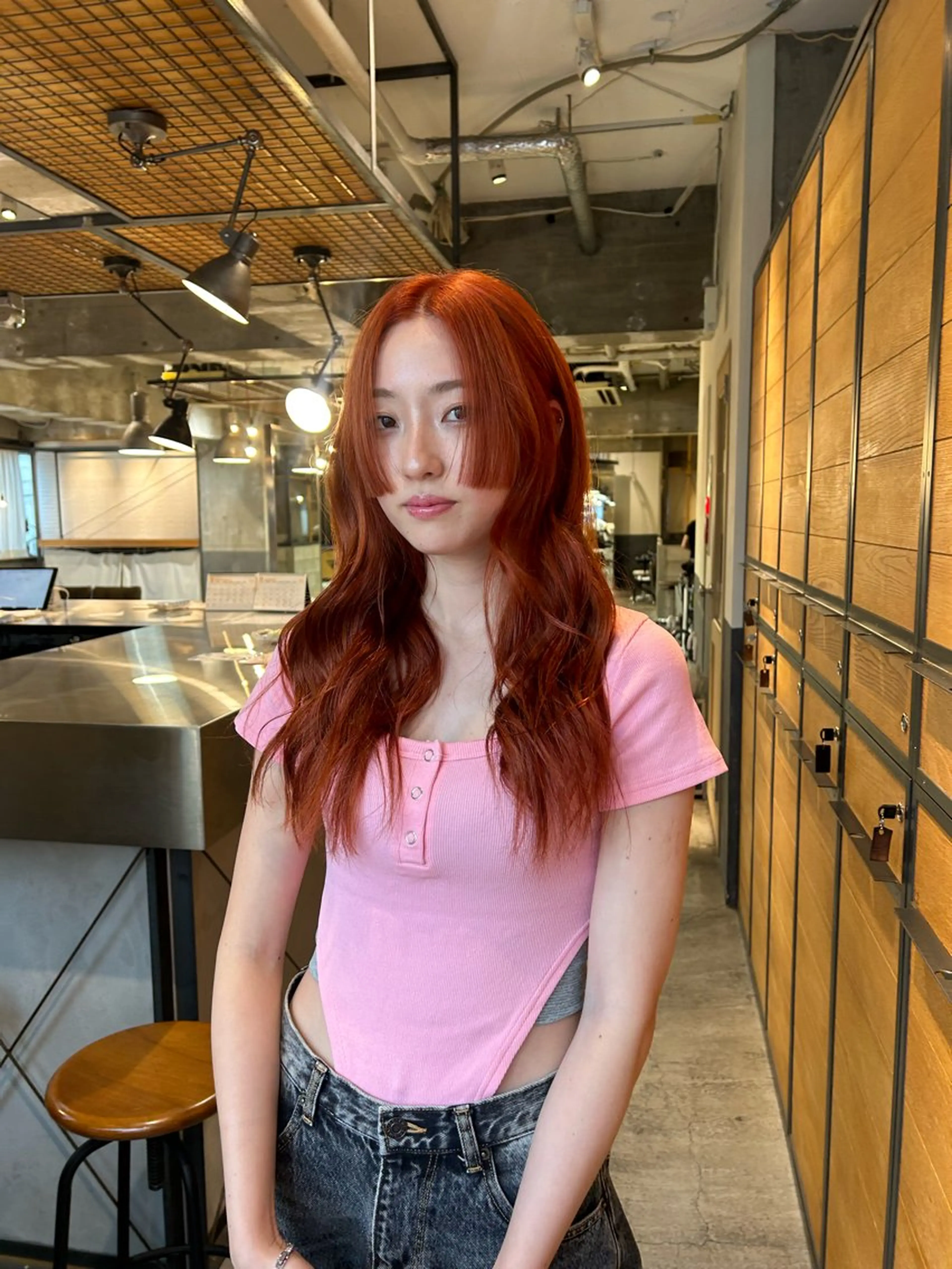 ロング カラー ベージュカラー オレンジ オレンジベージュ 姫カット カット ヘアカラー ショートカット募集中 /NAGISAのヘアスタイル