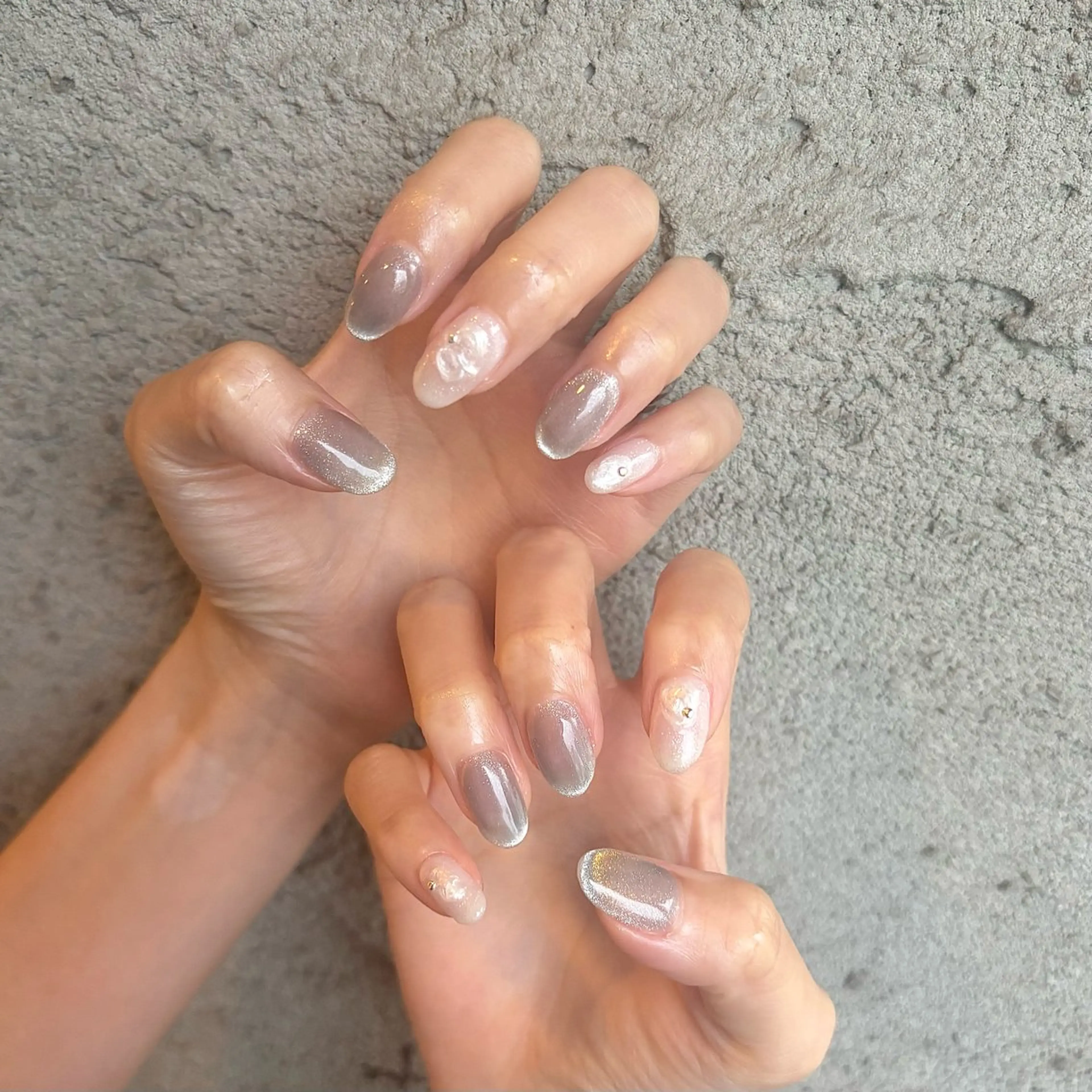 ネイル フレンチネイル マグネットネイル マグネットフレンチ ハンドネイル フットネイル 小林 玲奈のネイルデザイン