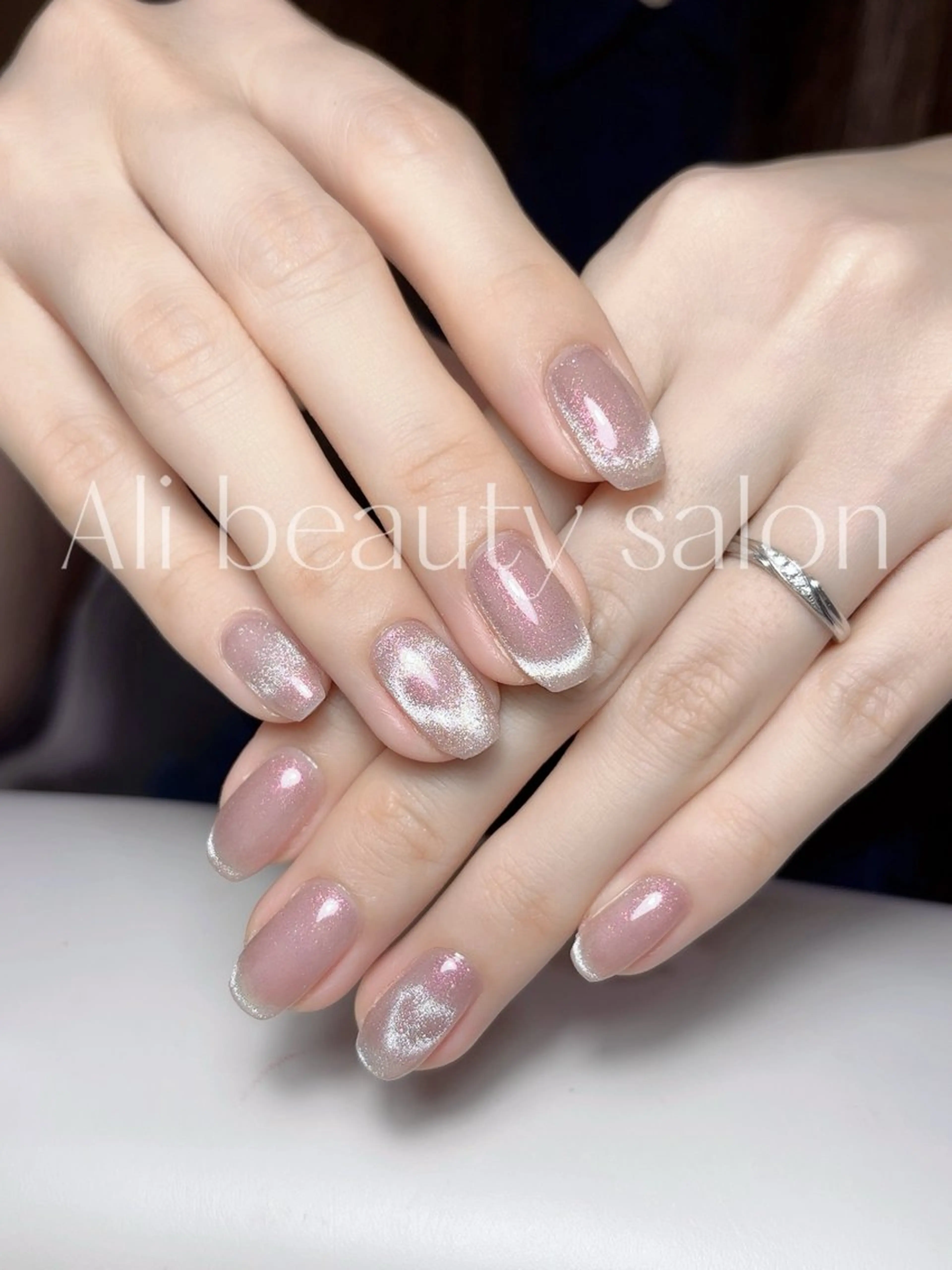 ネイル フレンチネイル ハート マグネットネイル ハンドネイル Ali 新小岩 ネイル専門のネイルデザイン