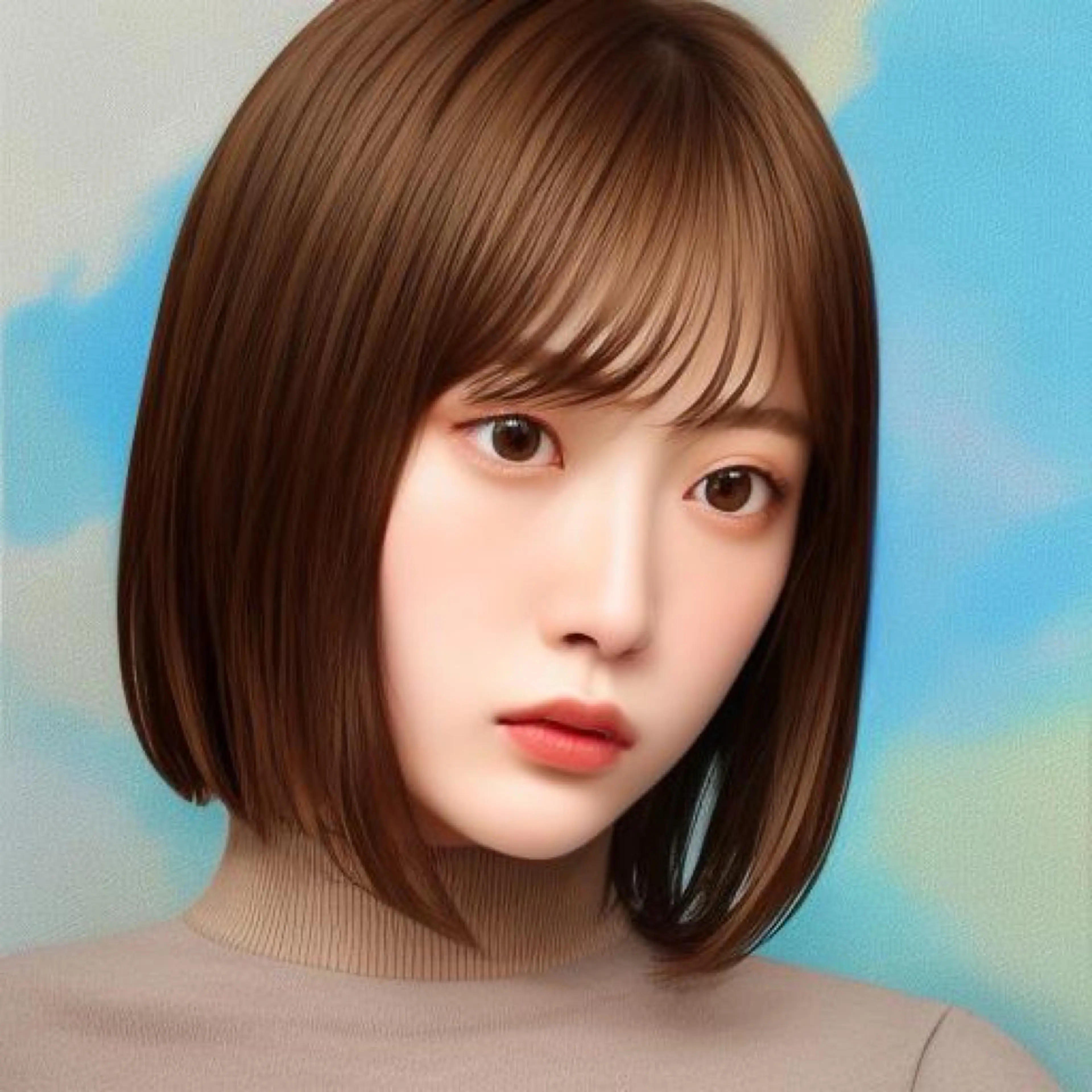 ミディアム カット 縮毛矯正 トリートメント THETAふじみ野 野宮のヘアスタイル