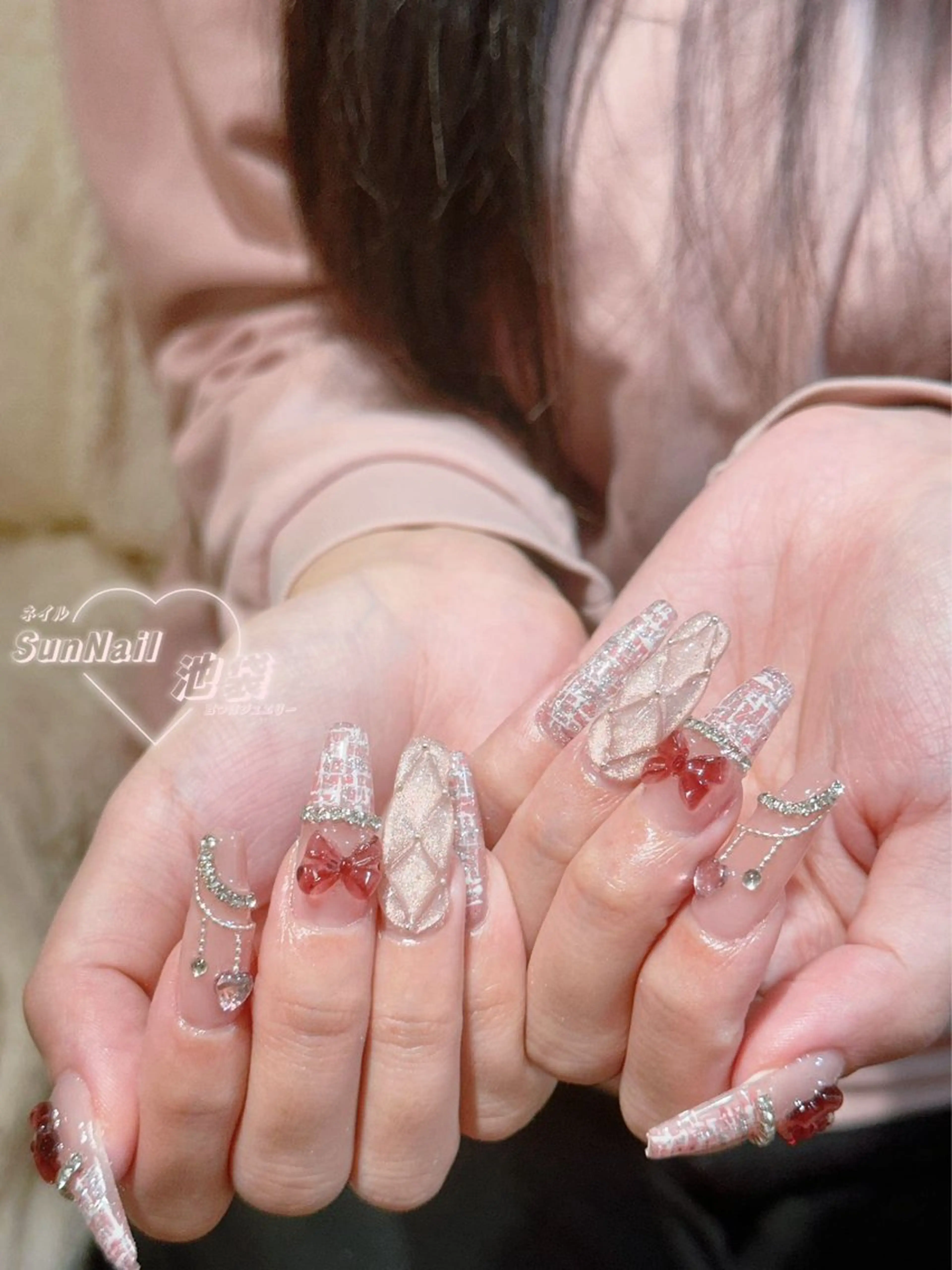 ネイル チークネイル 長さ出し フレンチネイル ガーリー 韓国ネイル ハンドネイル ハンドケア Sun Nail 池袋のエステ・リラクイメージ