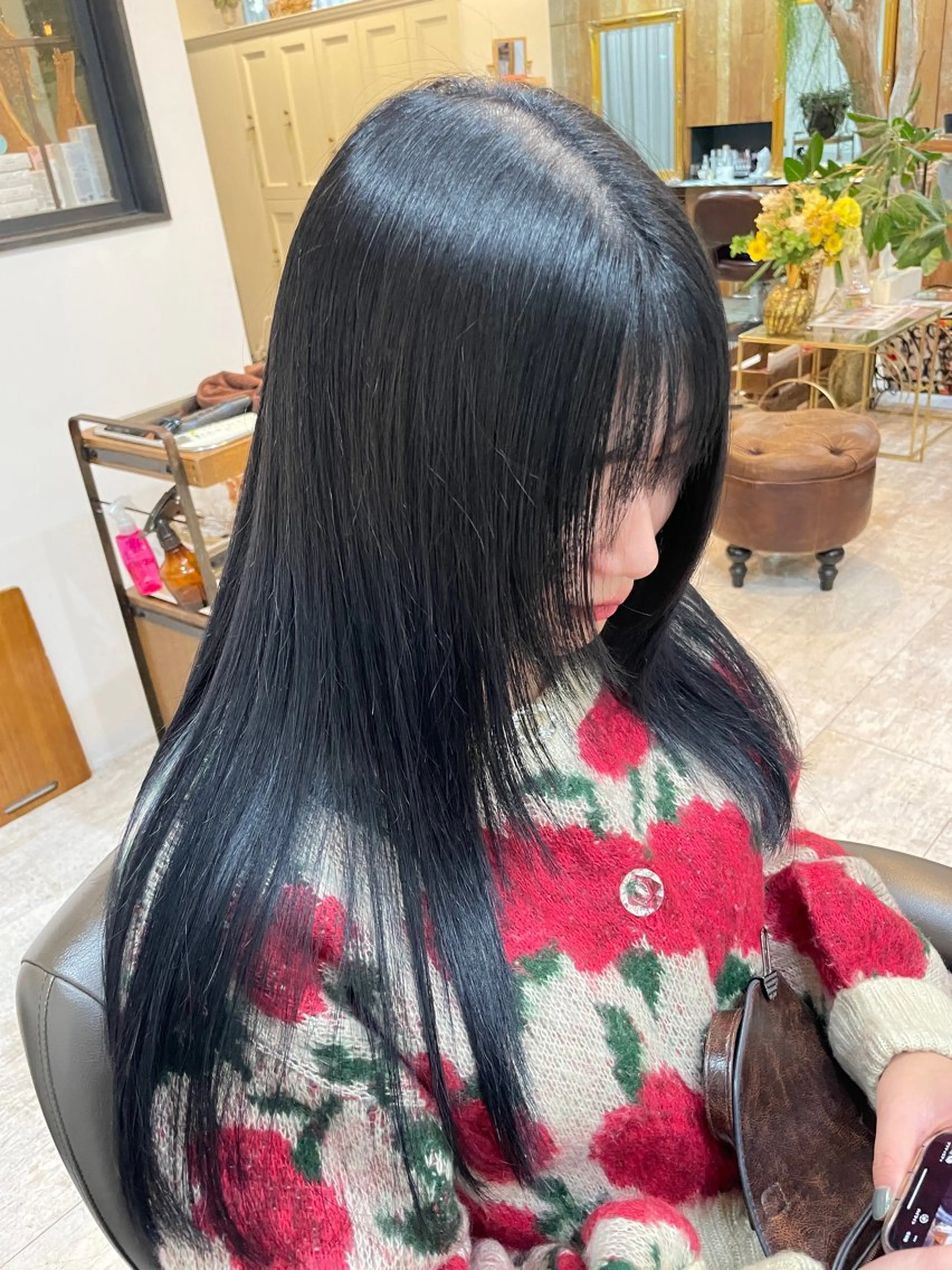 ロング カラー 黒髪 ブルーカラー ブルーブラック ロング 増田 ルナのヘアスタイル