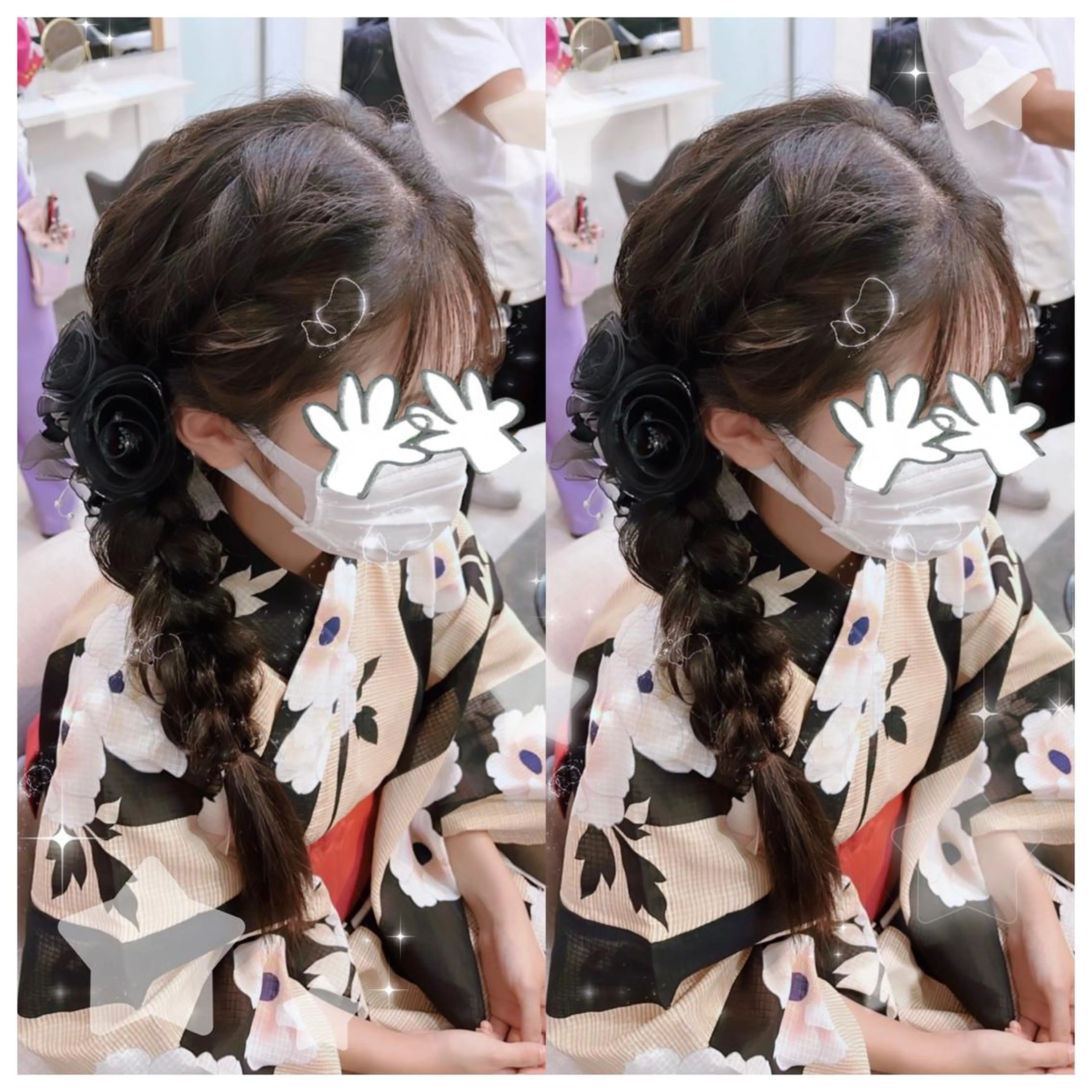 セミロング カラー ヘアアレンジ 結婚式・ブライダル シールエクステ バレイヤージュ 黒髪 ブリーチ セキグチ💞 lilaのマツエク・マツパデザイン