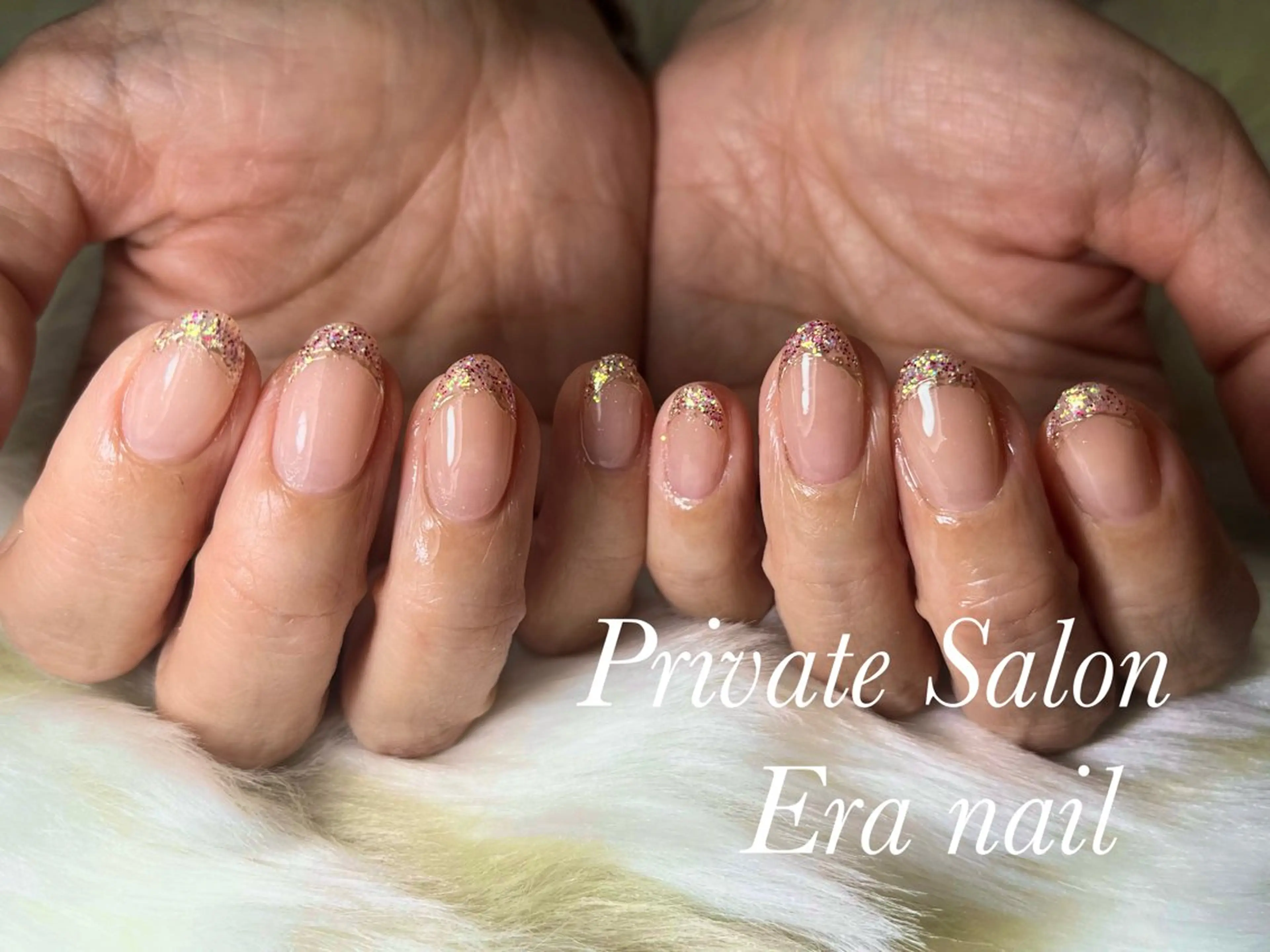 ネイル フレンチネイル ラメ(グリッター) ミラーネイル Era nailのネイルデザイン
