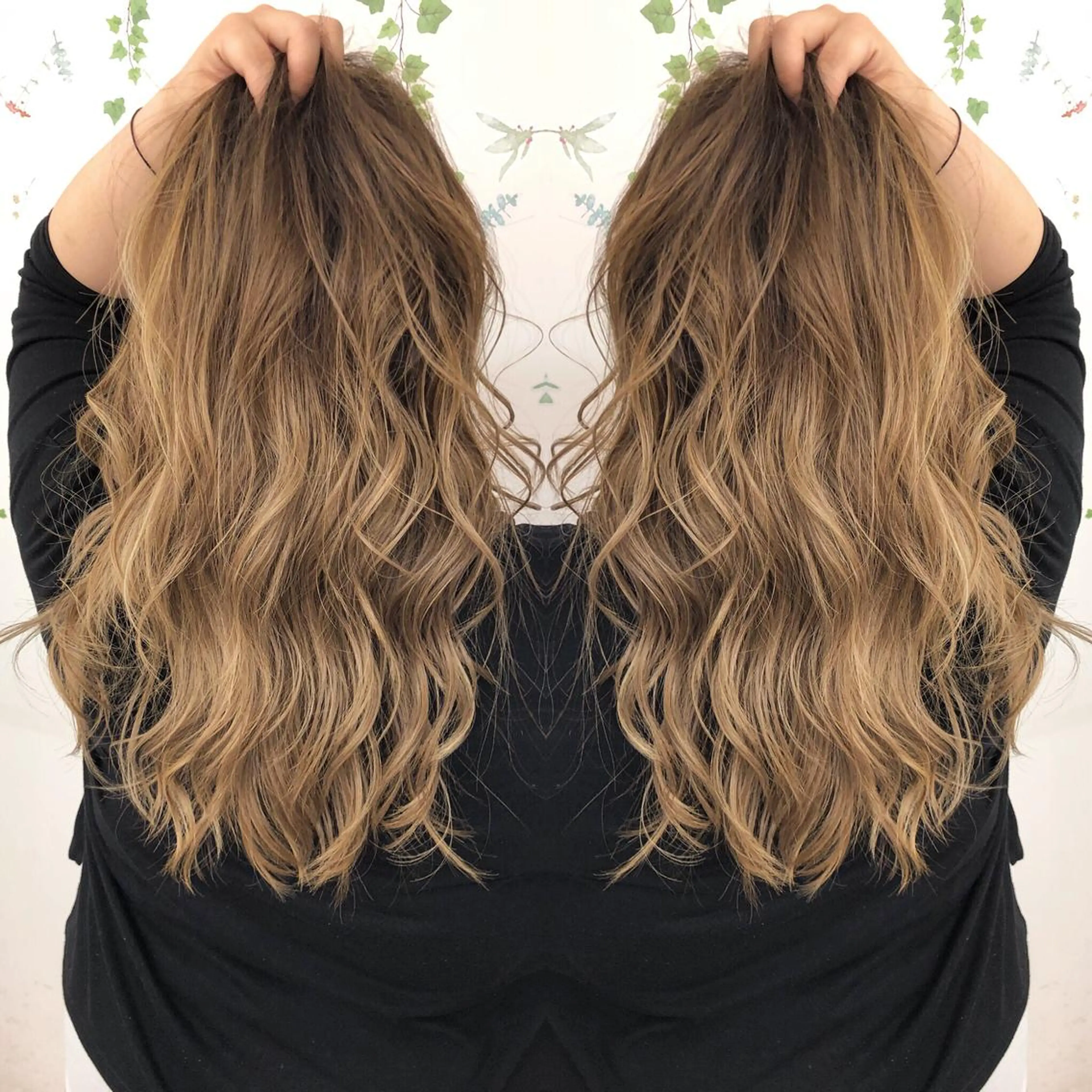 ロング カラー アッシュ バレイヤージュ ブリーチ グラデーションカラー グレージュ レイヤー/韓国/ 顔周り/しんやのヘアスタイル