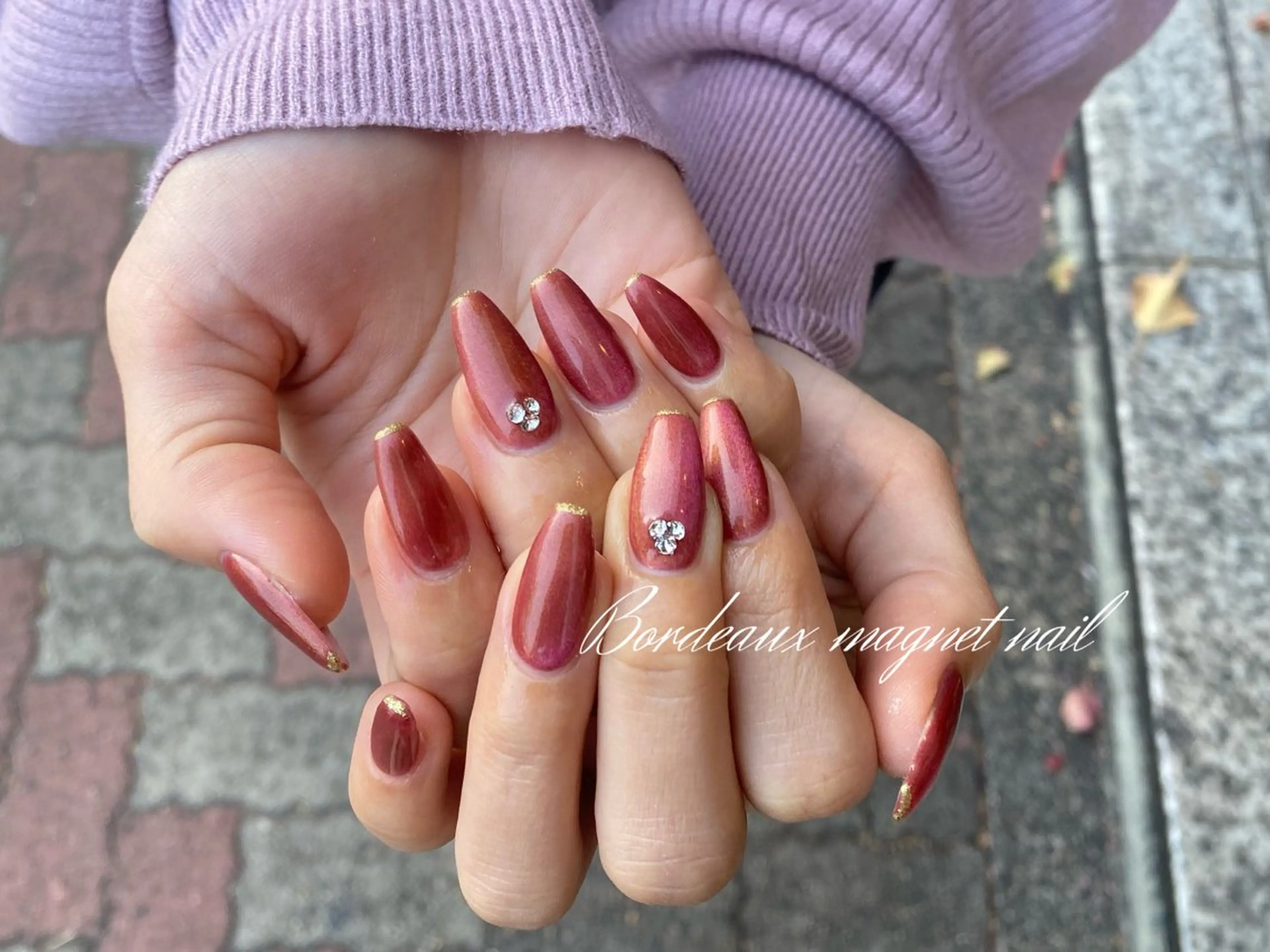 ネイル ボルドー ジェルネイル マグネットネイル greedy 東山店 田之上のネイルデザイン