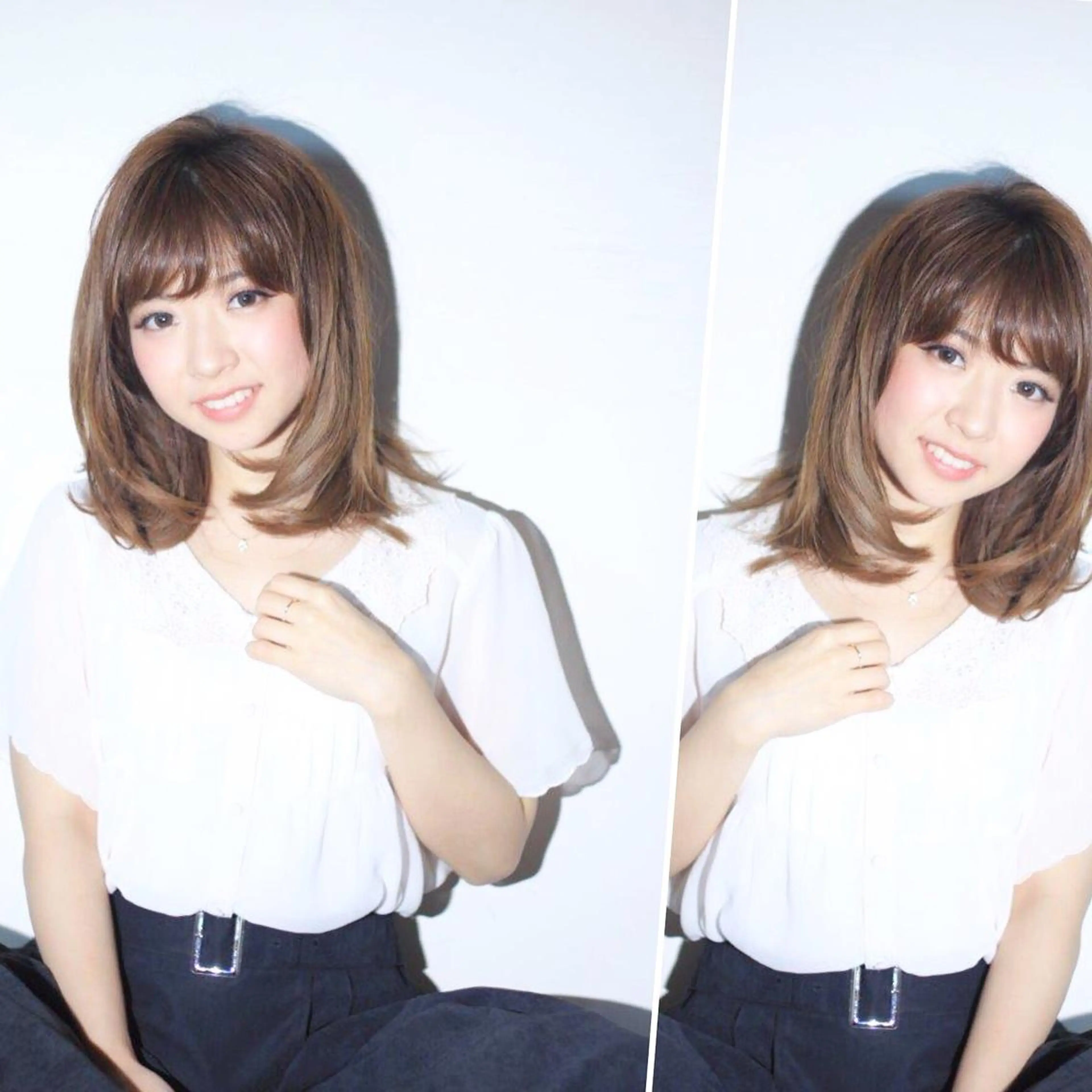 ミディアム カラー 前髪縮毛矯正 高野開弦ハイトーンのヘアスタイル