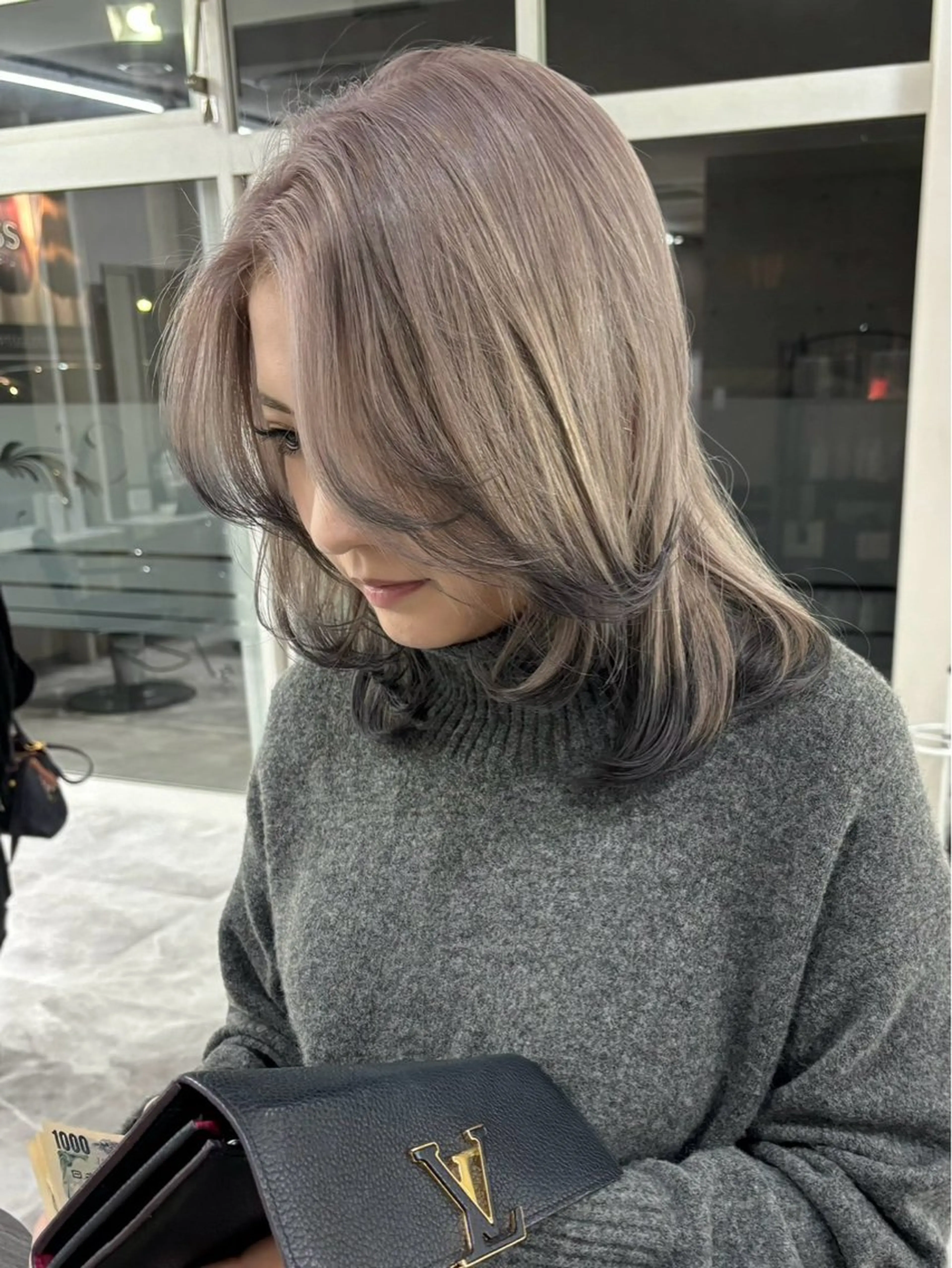 セミロング ショートボブ ボブ ハイライト レイヤーカット 縮毛矯正 SUZU/岡山/矯正 ブリーチ/レイヤーのヘアスタイル