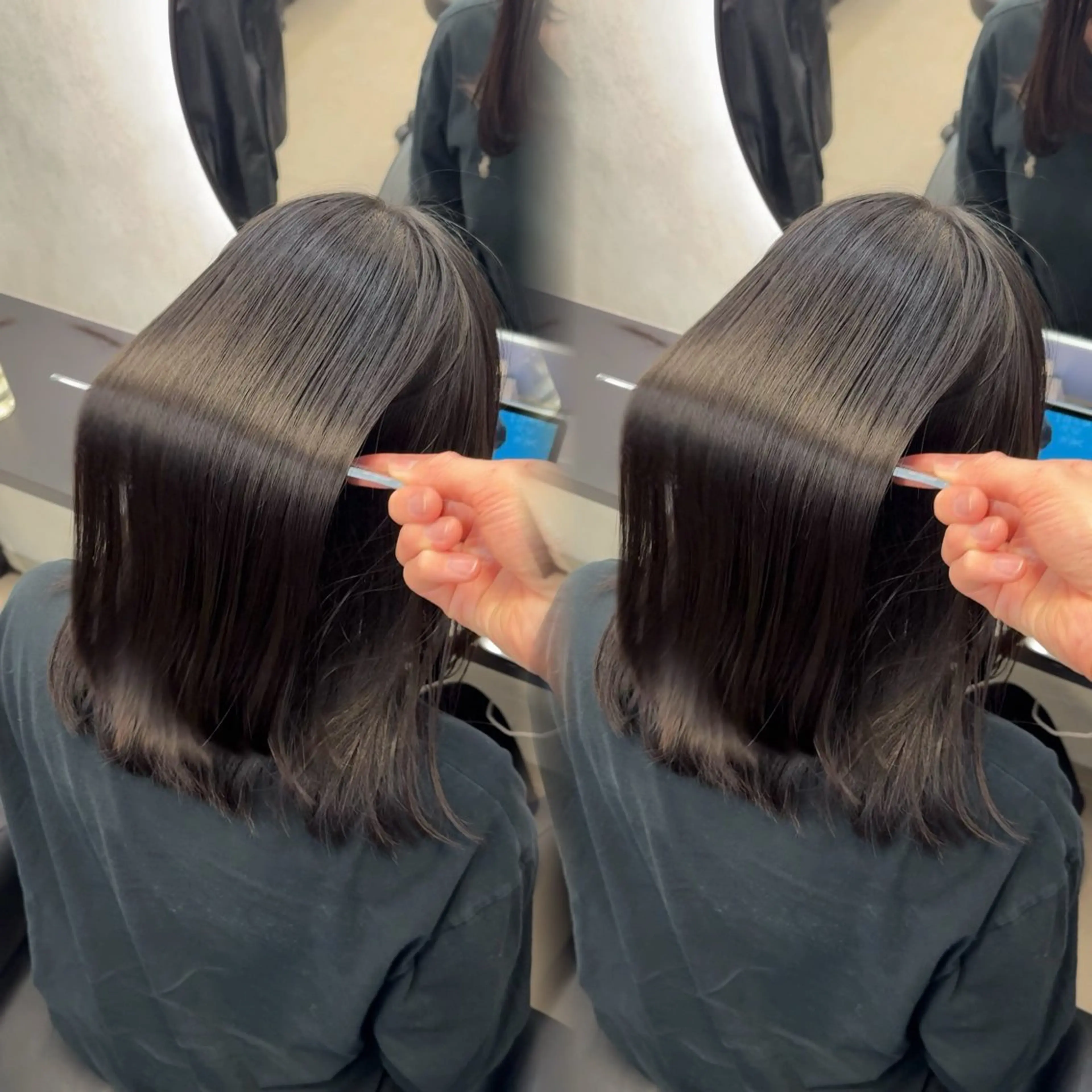 ミディアム カラー ヘアアレンジ カット ヘアカラー 縮毛矯正 トリートメント 新宿 /髪質改善/ 縮毛矯正/ヒュウガのヘアスタイル