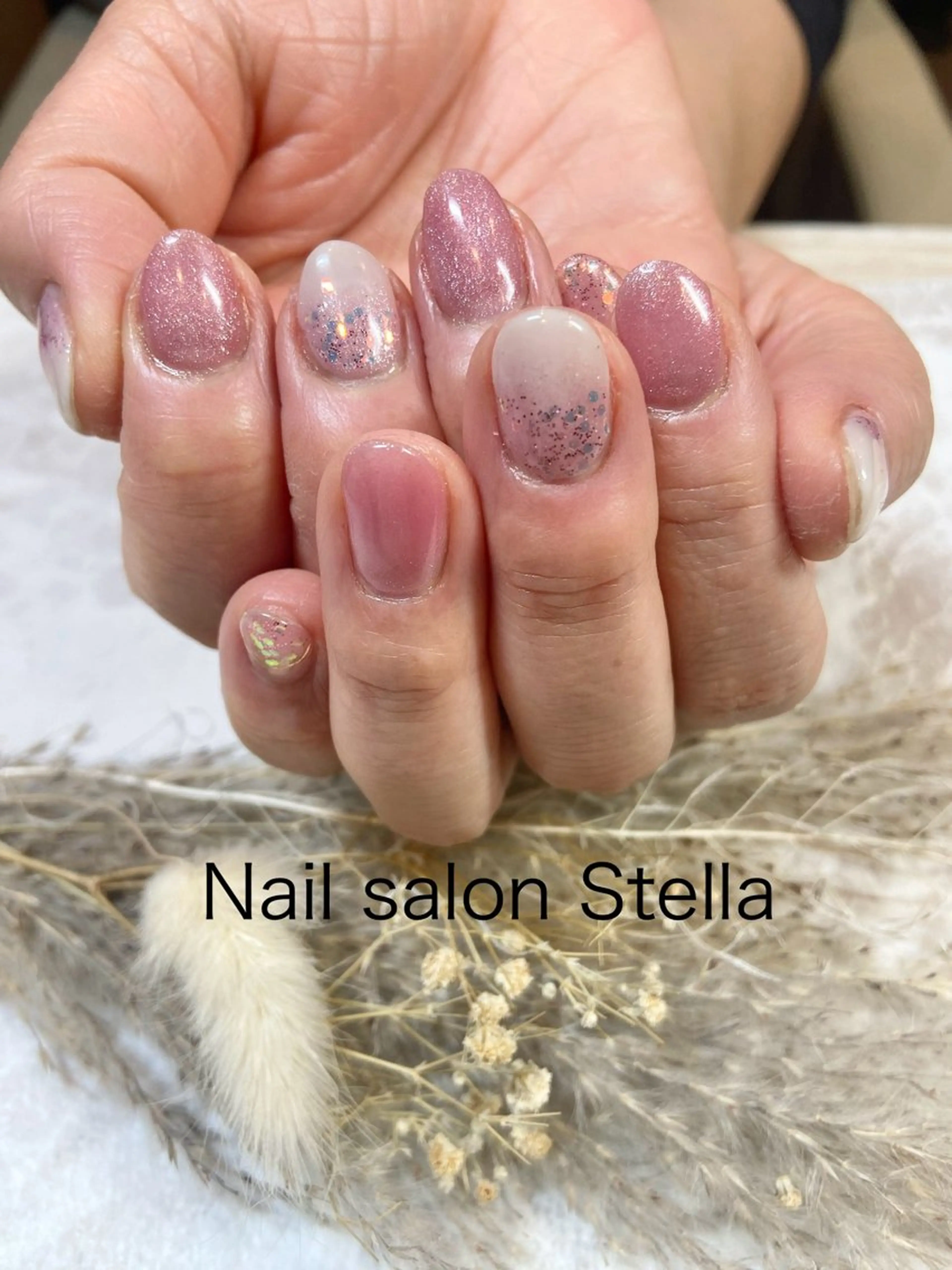 ネイル マグネットネイル ピンク ハンドネイル ネイルサロン ステラのネイルデザイン